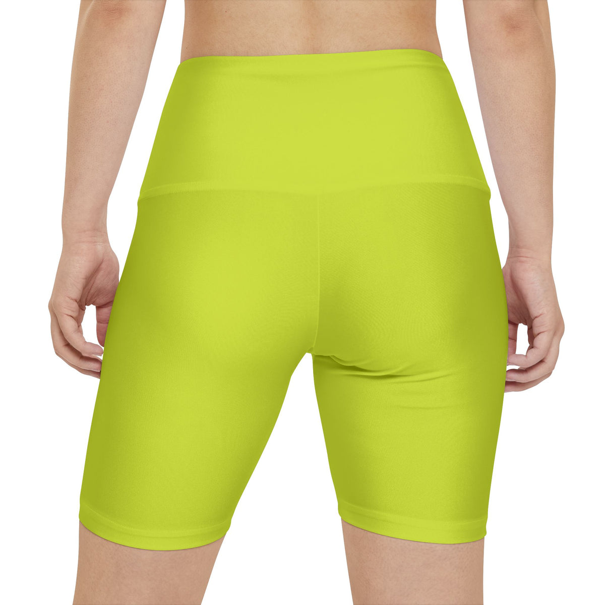 Bright Lime High-Waist Women's Workout Shorts — Neon Lime Biker Activewear