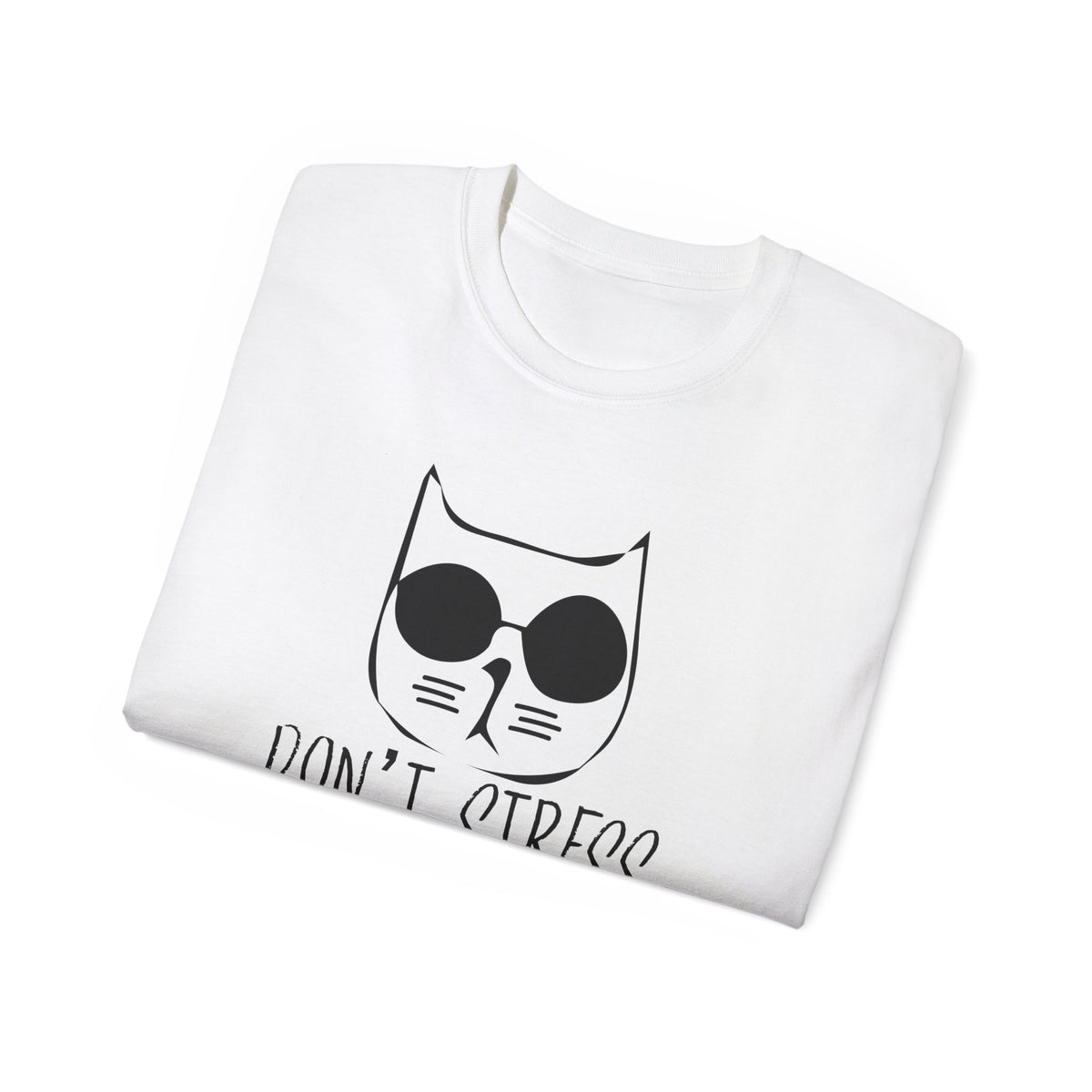 Don't Stress Meowt Cat Face Tee | Cat with Sunglasses Shirt