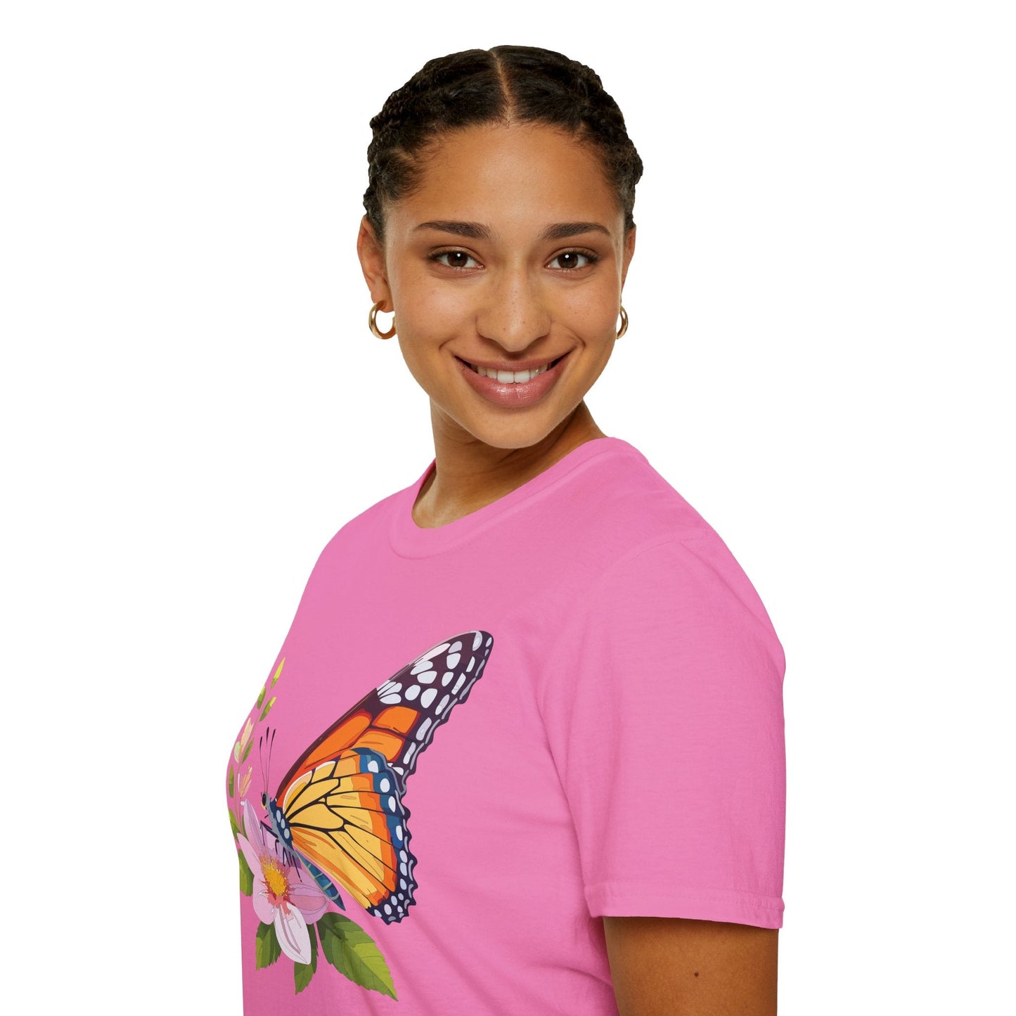 Butterfly T Shirt for Women and Men Monarch Print Softstyle Unisex Gildan 64000 Tee