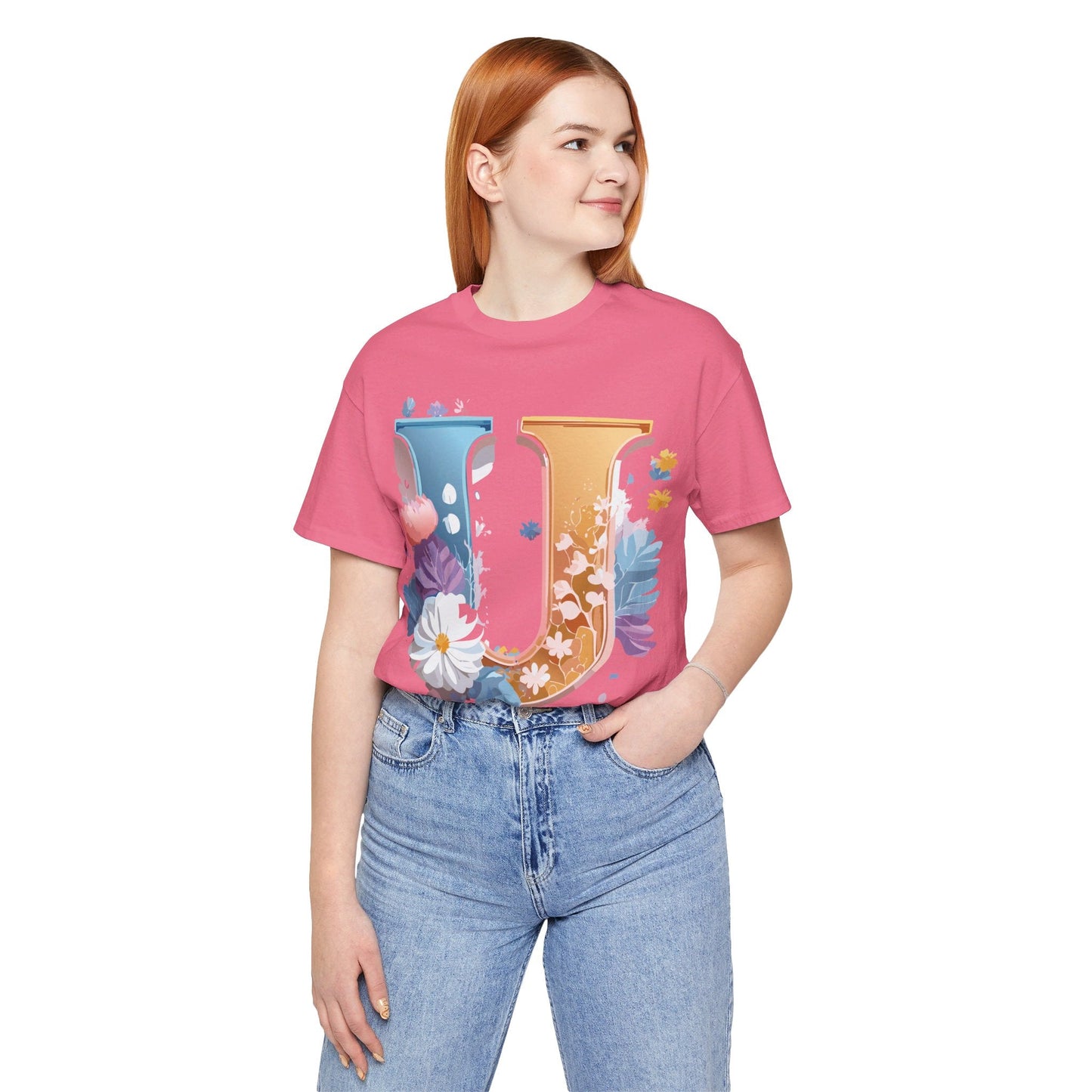 Letter U Shirt Graphic Tee Unisex Vintage Inspired Adelpha Artwork Premium Short Sleeve
