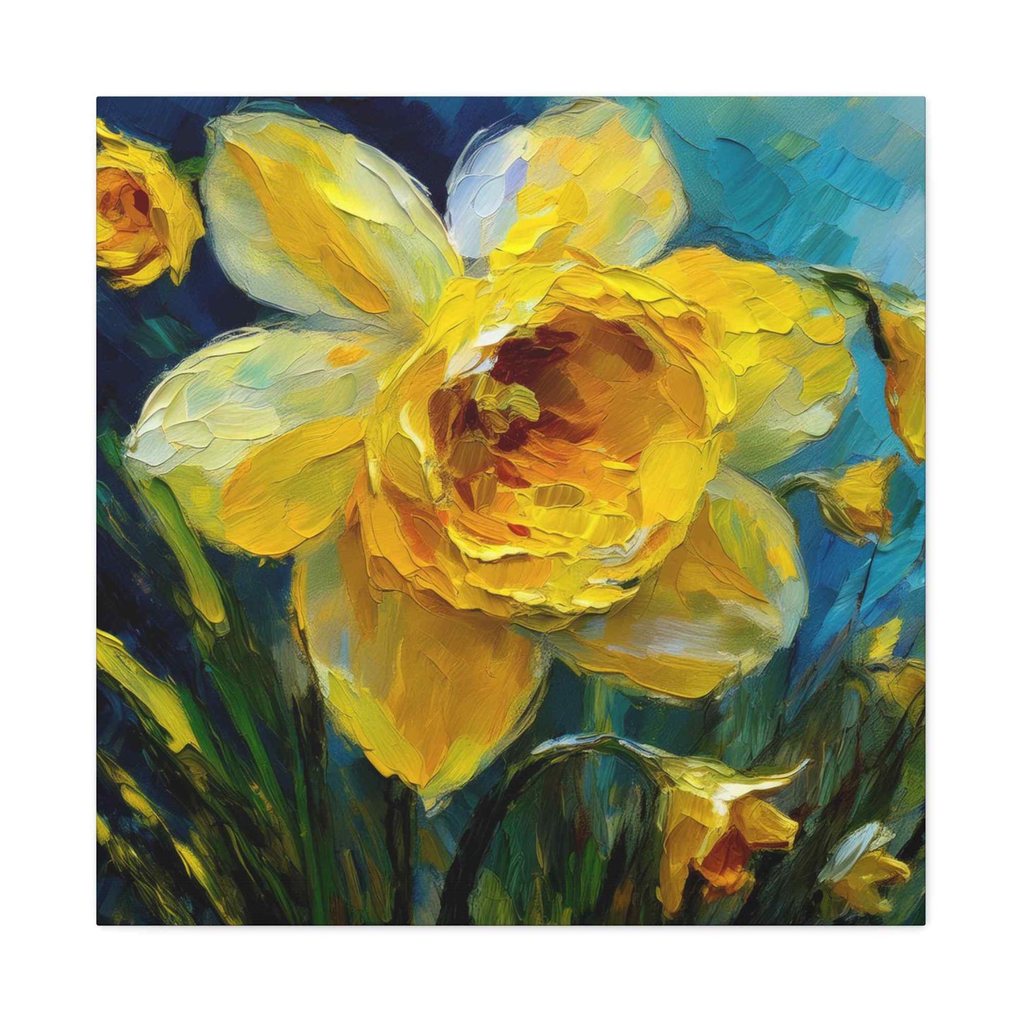 Narcissus Print Canvas, Floral Oil Paint Print 20x20, 24x24, 30x30, 32x32, 36x36 Art Design Pine-Wood Inner Frame MC-179
