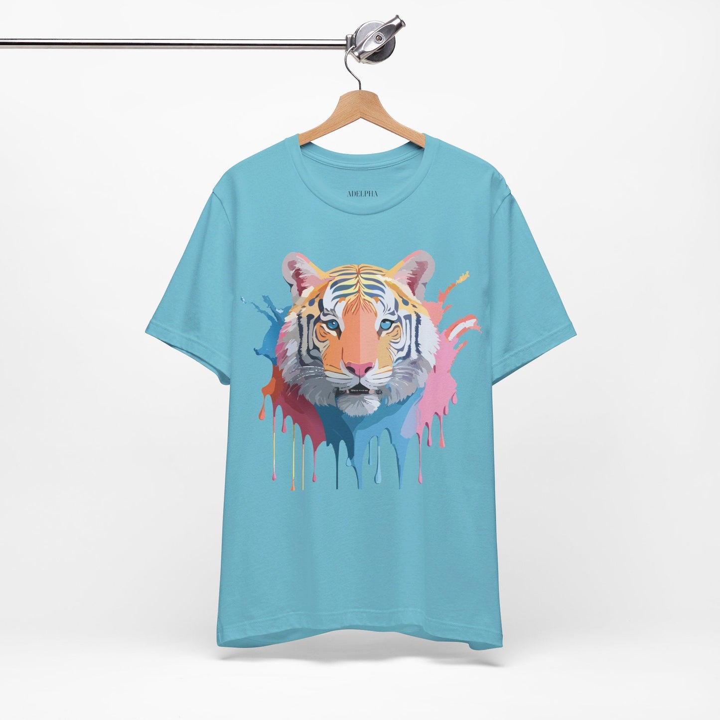 Tiger Graphic Tee Unisex Short Sleeve Shirt With Vintage Inspired Adelpha Artwork