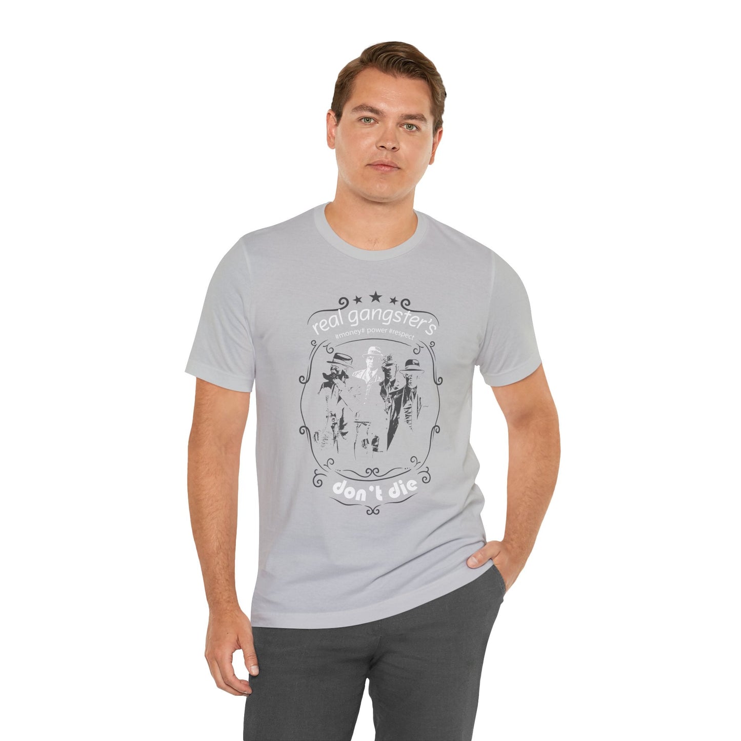 Real Gangsters Don't Die T-Shirt Vintage Outlaw Illustration Retro Biker Tee A-3