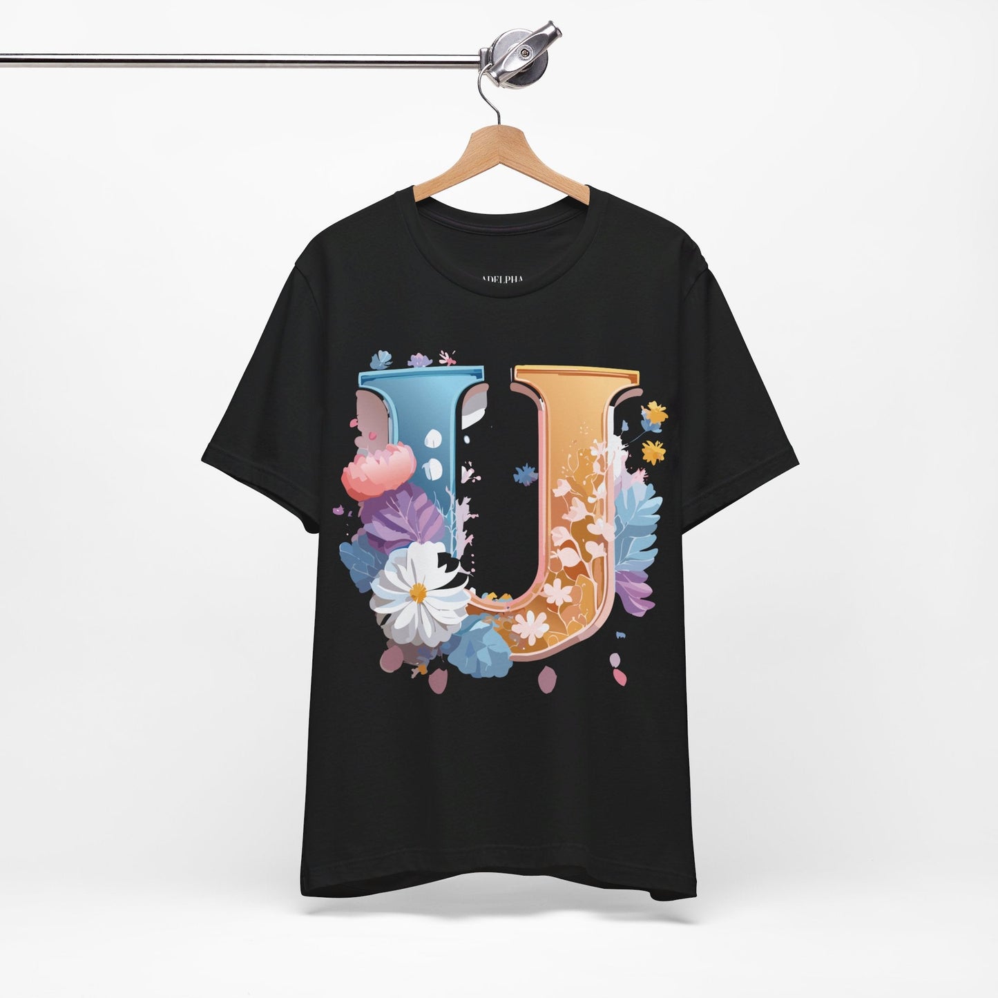 Letter U Graphic Tee Unisex Jersey Short Sleeve Premium Adelpha Art Design Shirt