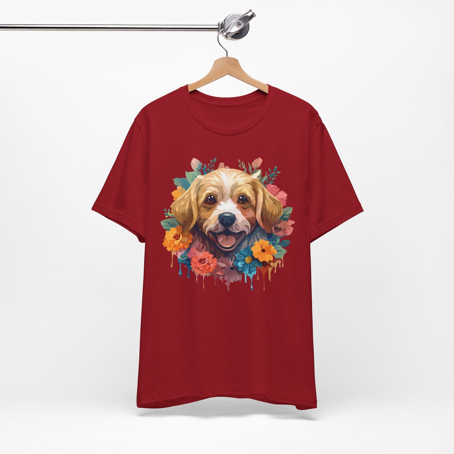 Floral Dog Tee, Animal Shirt, Dog Shirt, Floral Tee, Flower T-shirt, T-Shirt with Animal, Summer Top with Art Design