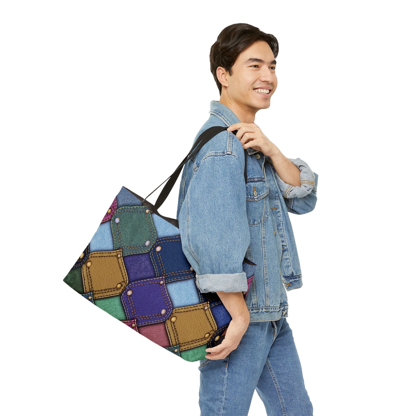 Denim Print Yoga Bag High-Quality 100% Spun Polyester 24x13 Canvas Gym Bag 40