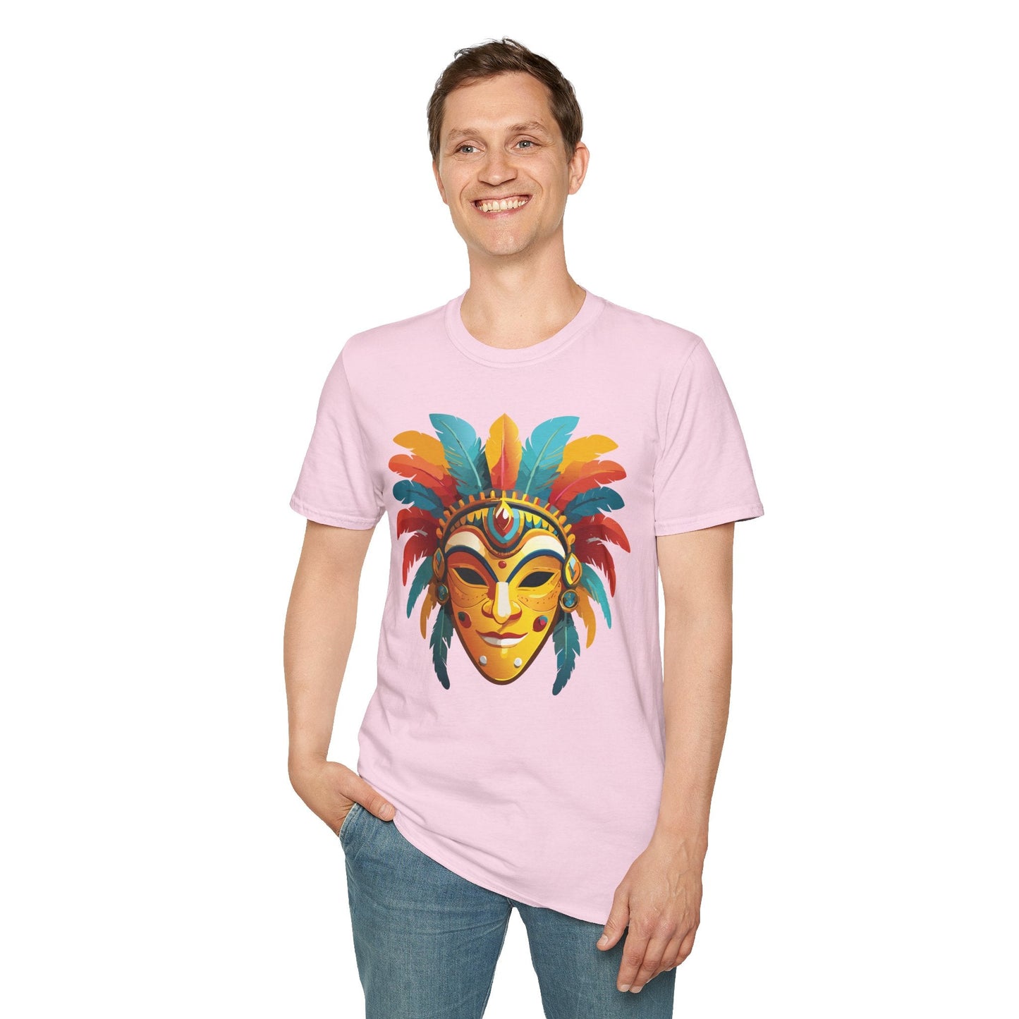 Mask Tee Shirt Unisex Masquerade Design Gildan Softstyle 100 Percent Cotton Tee for Everyday Comfort
