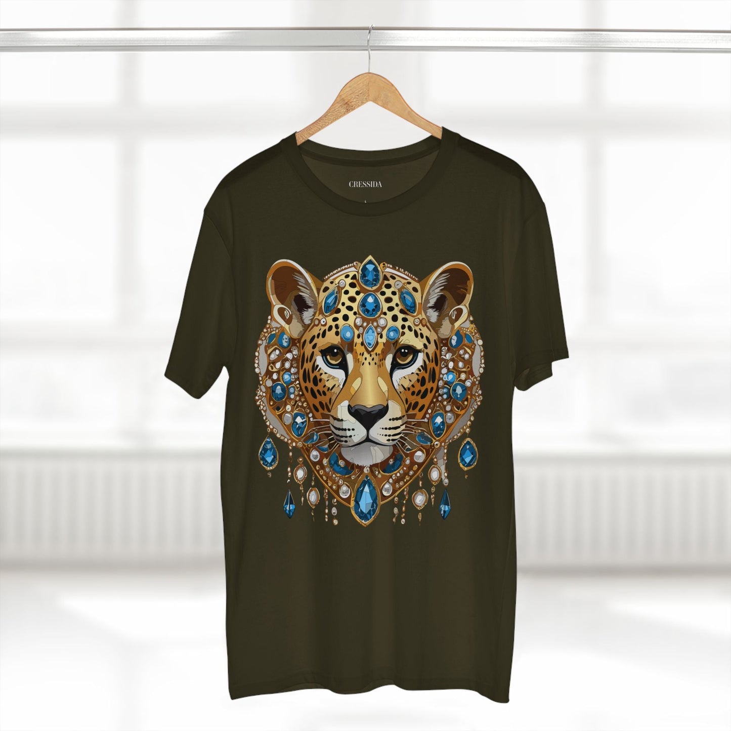Cheetah Graphic Unisex 100 Cotton Tee With Unique Animal Golden Medallion Art Design 46