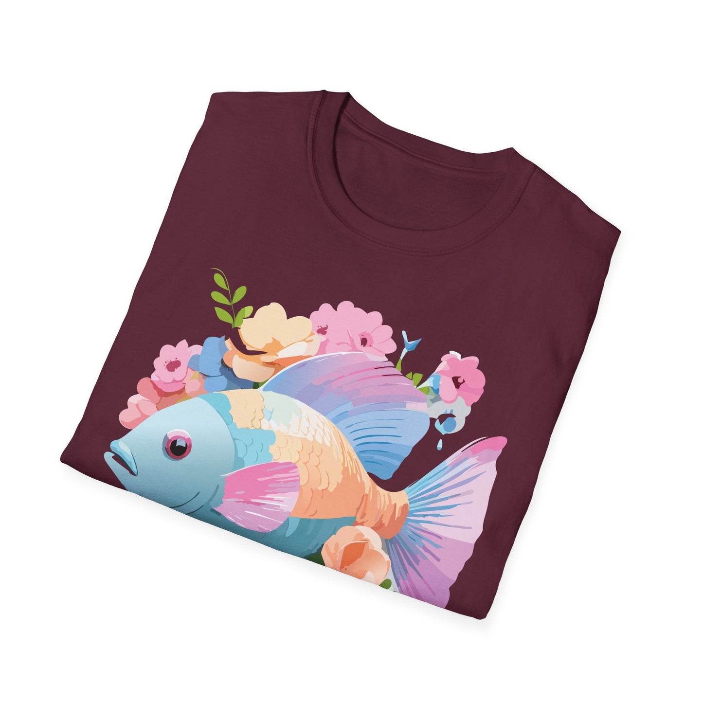 Fish Art Design Graphic Tee Unisex Short Sleeve T Shirt With Fish Artwork Premium Cotton