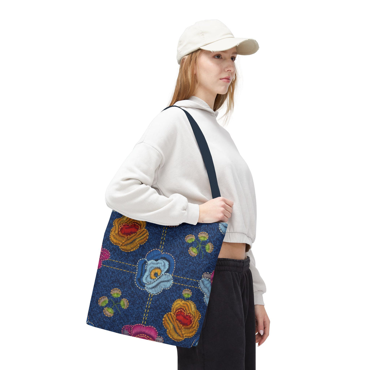 Denim Fabric Imitation Print Unisex Canvas Bag Poly Spun 3 Sizes Tote Bag 163