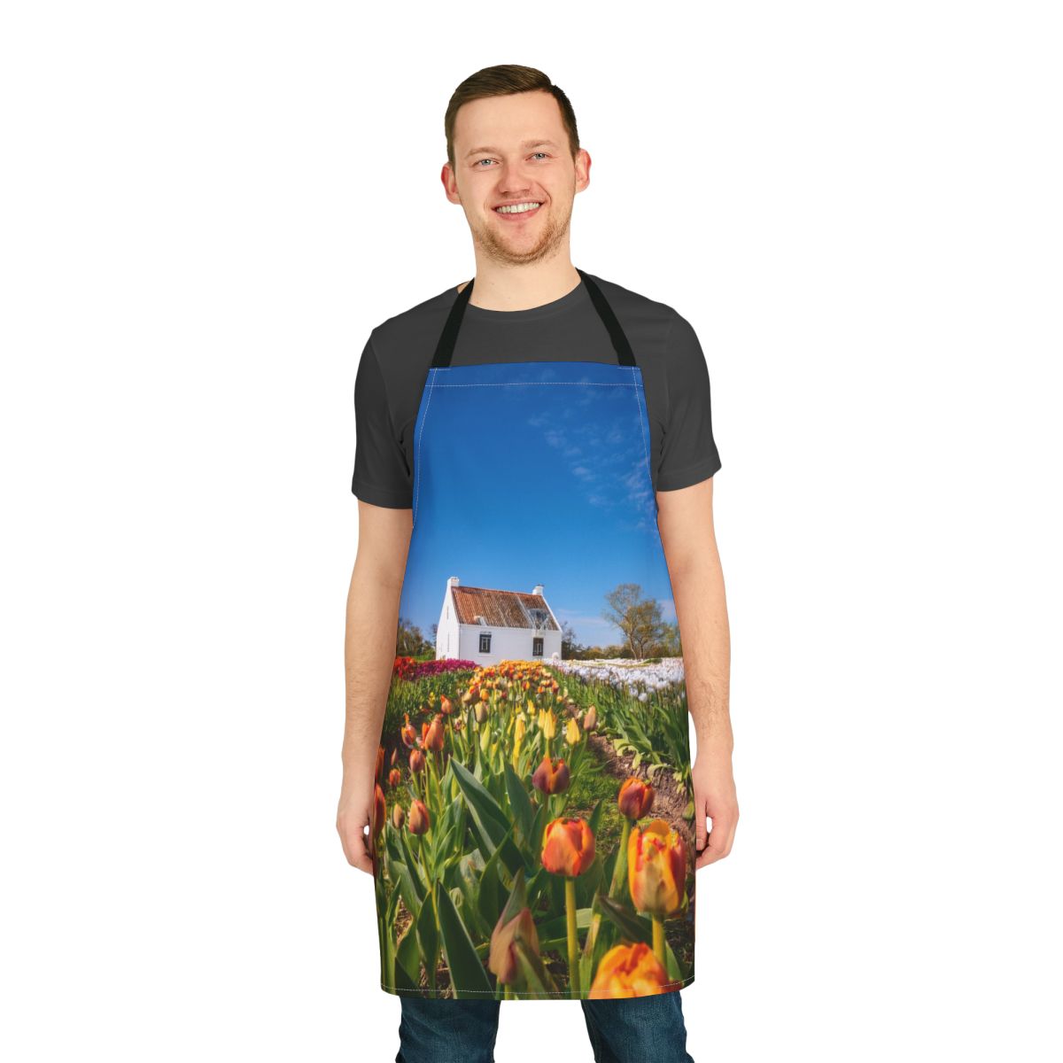 Tulip Field Cottage Apron – Floral Garden Kitchen Apron Stain-Resistant - Art Print Canvas Apron