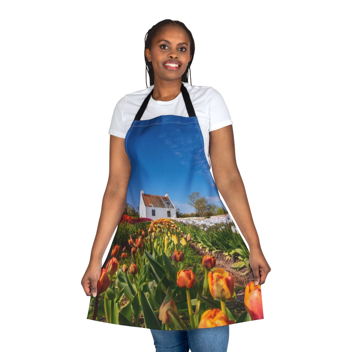 Tulip Field Cottage Apron – Floral Garden Kitchen Apron Stain-Resistant - Art Print Canvas Apron