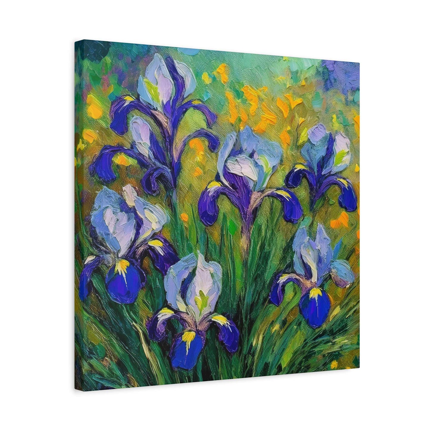 Irises Floral Print Canvas, Floral Oil Paint Print 20x20, 24x24, 30x30, 32x32, 36x36 Art Design Pine-Wood Inner Frame MC-186