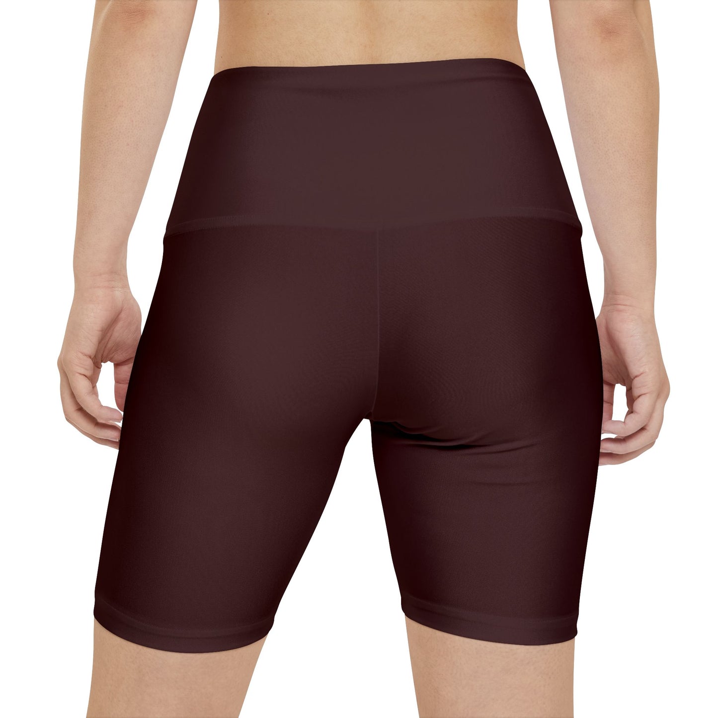 Rich Mahogany High-Waist Women's Workout Shorts — Comfortable Maroon Active Bike Shorts