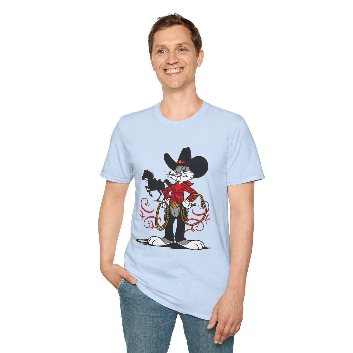 Cartoon Bunny Graphic Unisex Cotton Animal Animation Artwork Design Tee 1