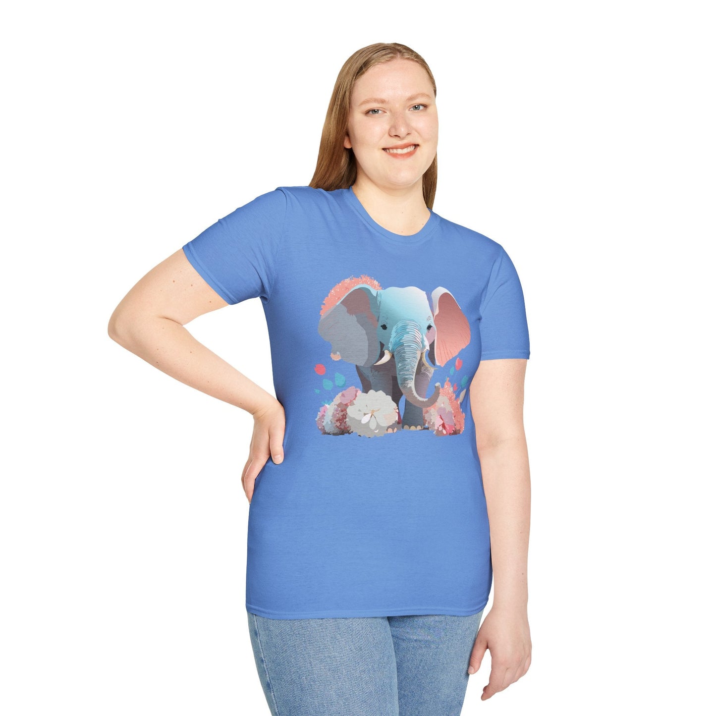 Elephant T Shirt Unisex Softstyle Graphic Tee With Elephant Animation Animal Print