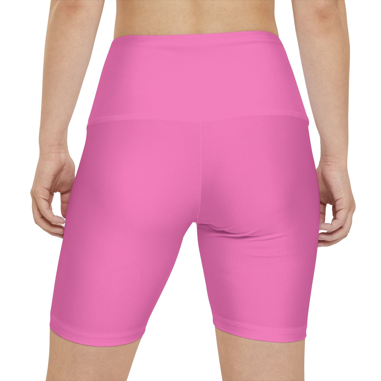 Pink Carnation Women's Workout Shorts — Solid High-Waist Biker Shorts for Exercise & Everyday Wear