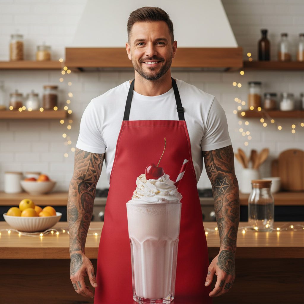 Cherry Milkshake Apron Stain-Resistant - Art Print Canvas Apron