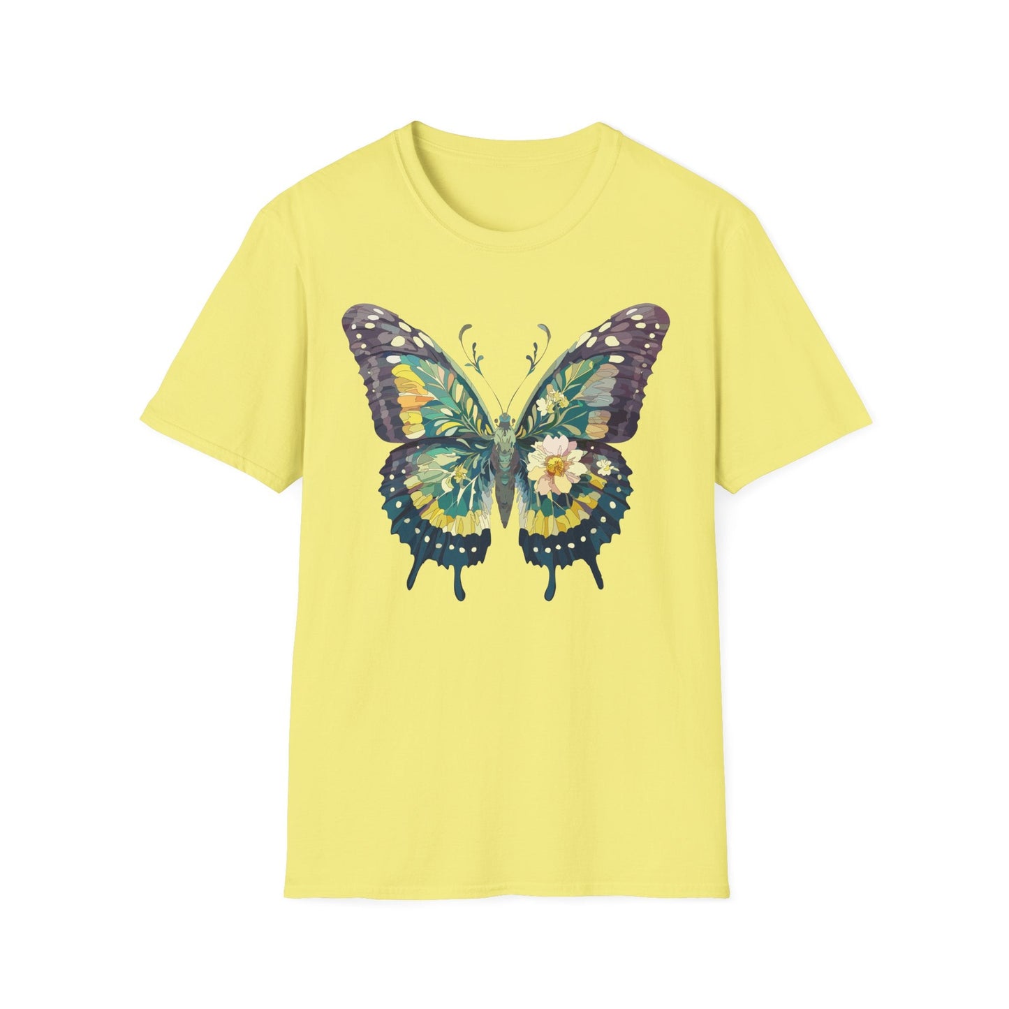 Butterfly Shirt Unisex Monarch Print T Shirt Gildan Softstyle 64000 Lightweight Tee