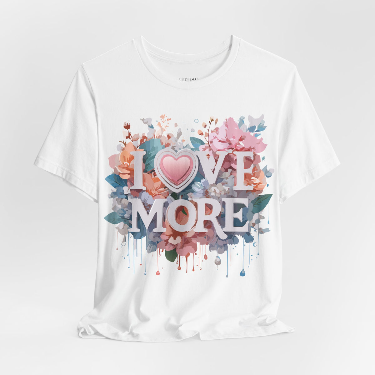 Valentine's Day Graphic Unisex Cotton Bella+Canvas Tee with Floral Art Design d139