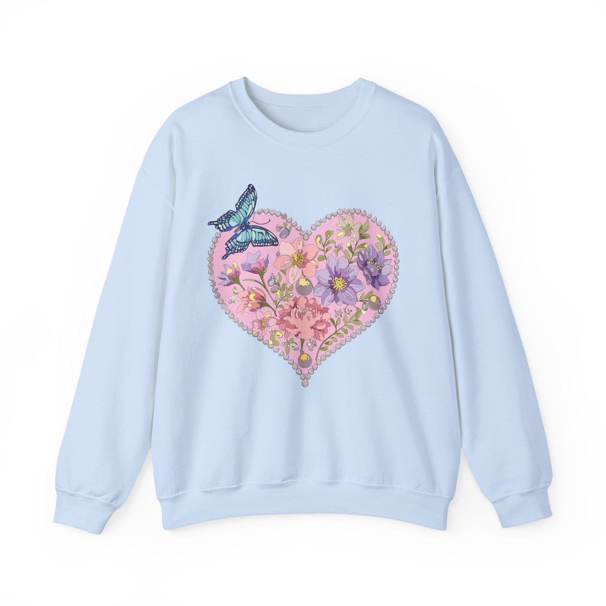Floral Heart Love Graphic Valentine's Day Sweatshirt Unisex 50/50 Cotton-Poly Sweatshirt w38