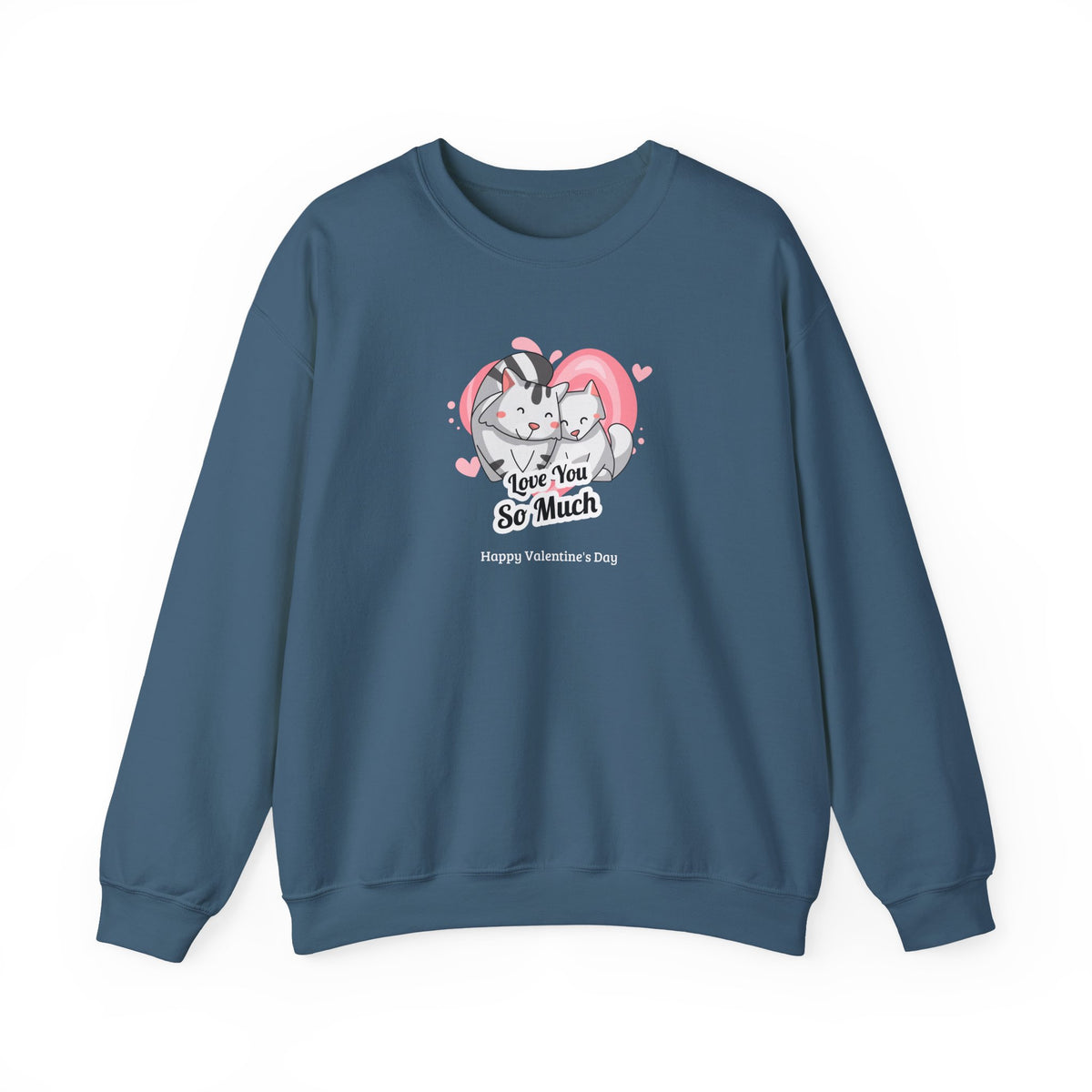 Cat Graphic Valentine's Day Sweatshirt Unisex 50/50 Cotton-Poly Animal Sweatshirt w12