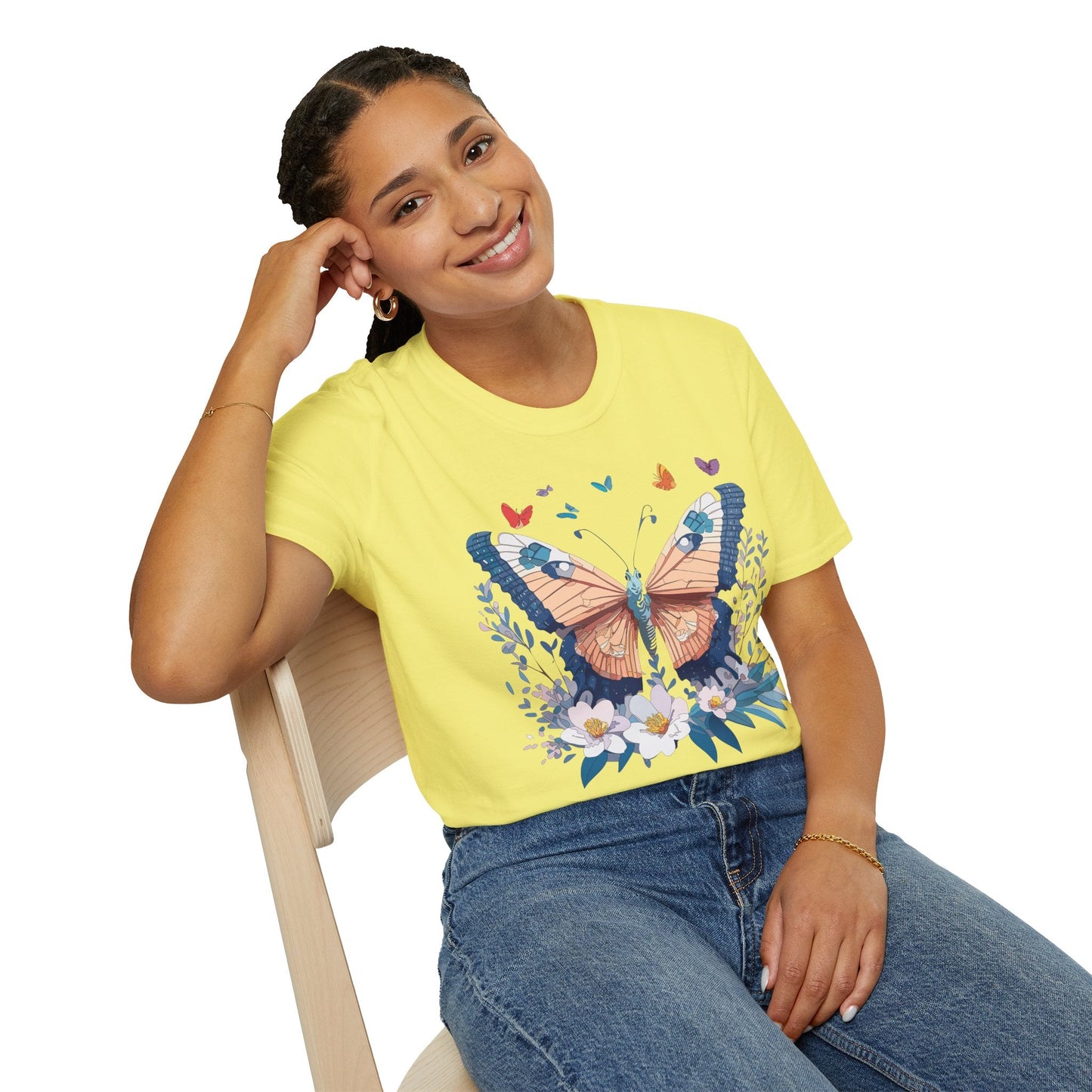 Unisex Butterfly Shirt Monarch Design Gildan Softstyle 64000 Short Sleeve Tee For Men And Women