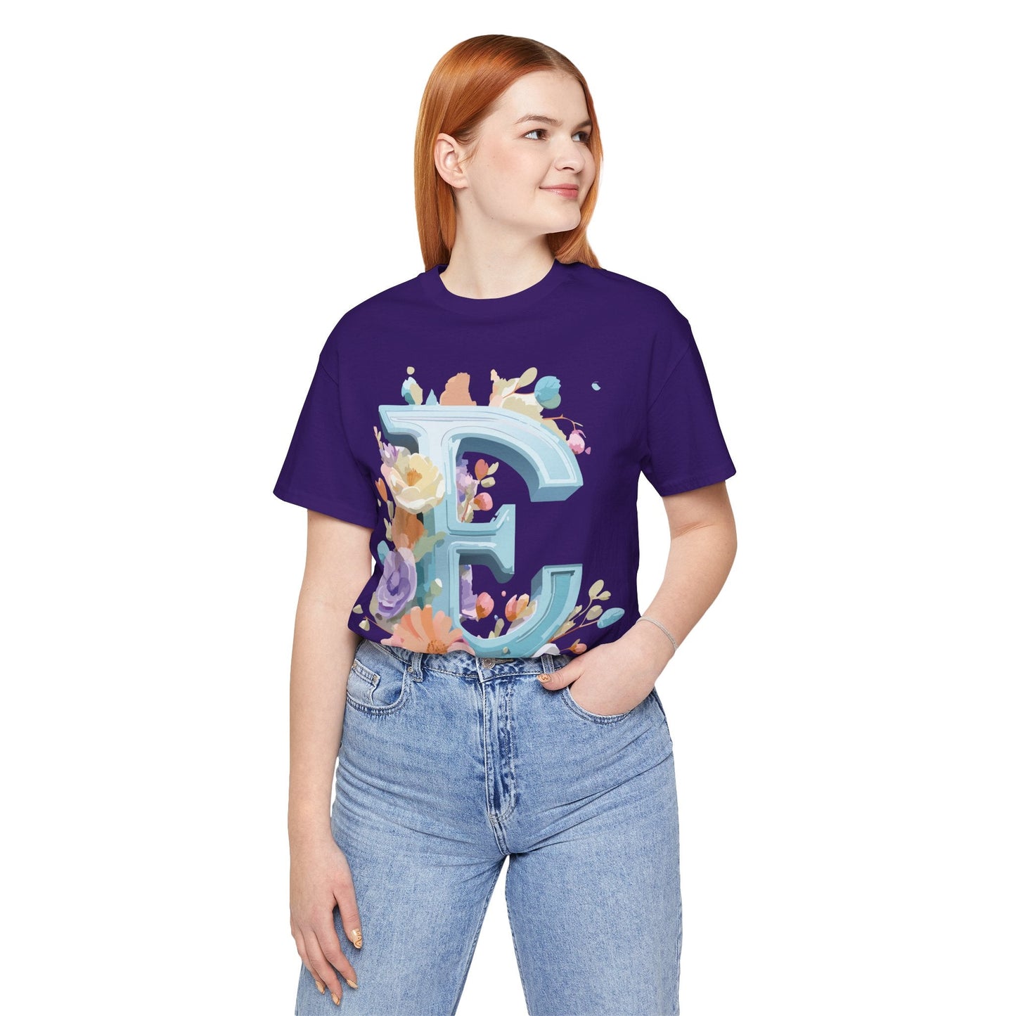 Letter E Graphic Tee Unisex Vintage Inspired Art Design Adelpha Short Sleeve Shirt