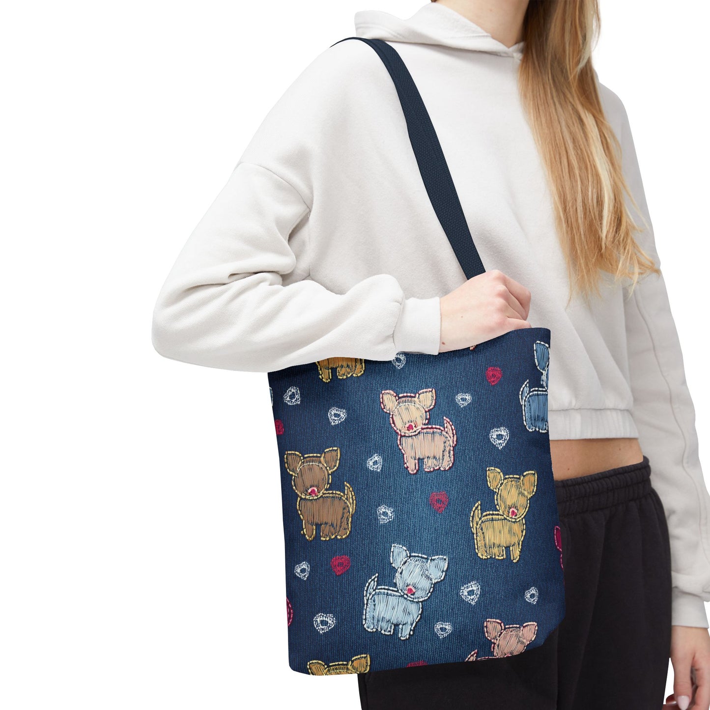 Love Day Graphic Design Denim Fabric Imitation Print Unisex Canvas Bag POLY 3 Sizes Tote Bag 201-11