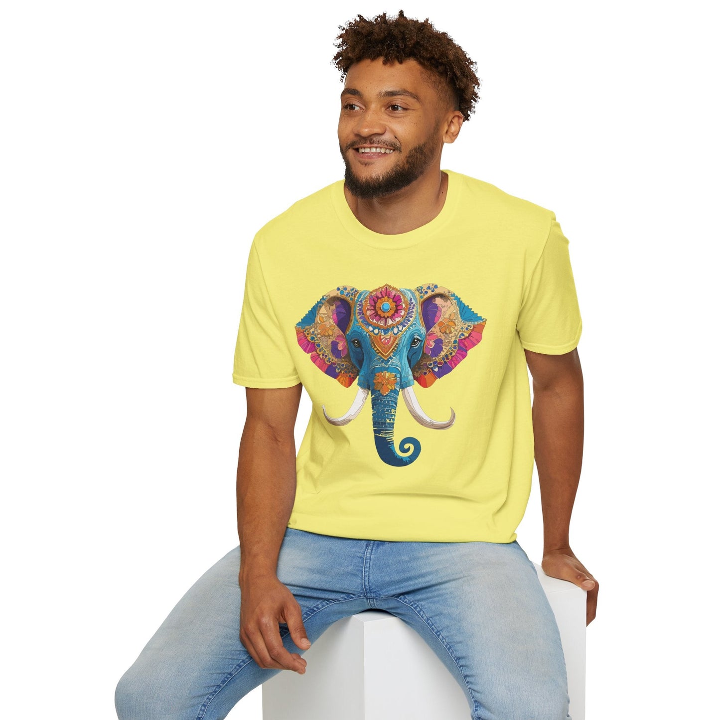 Unisex Elephant Graphic Tee Gildan Softstyle Cotton T Shirt Animal Print Comfortable Wear