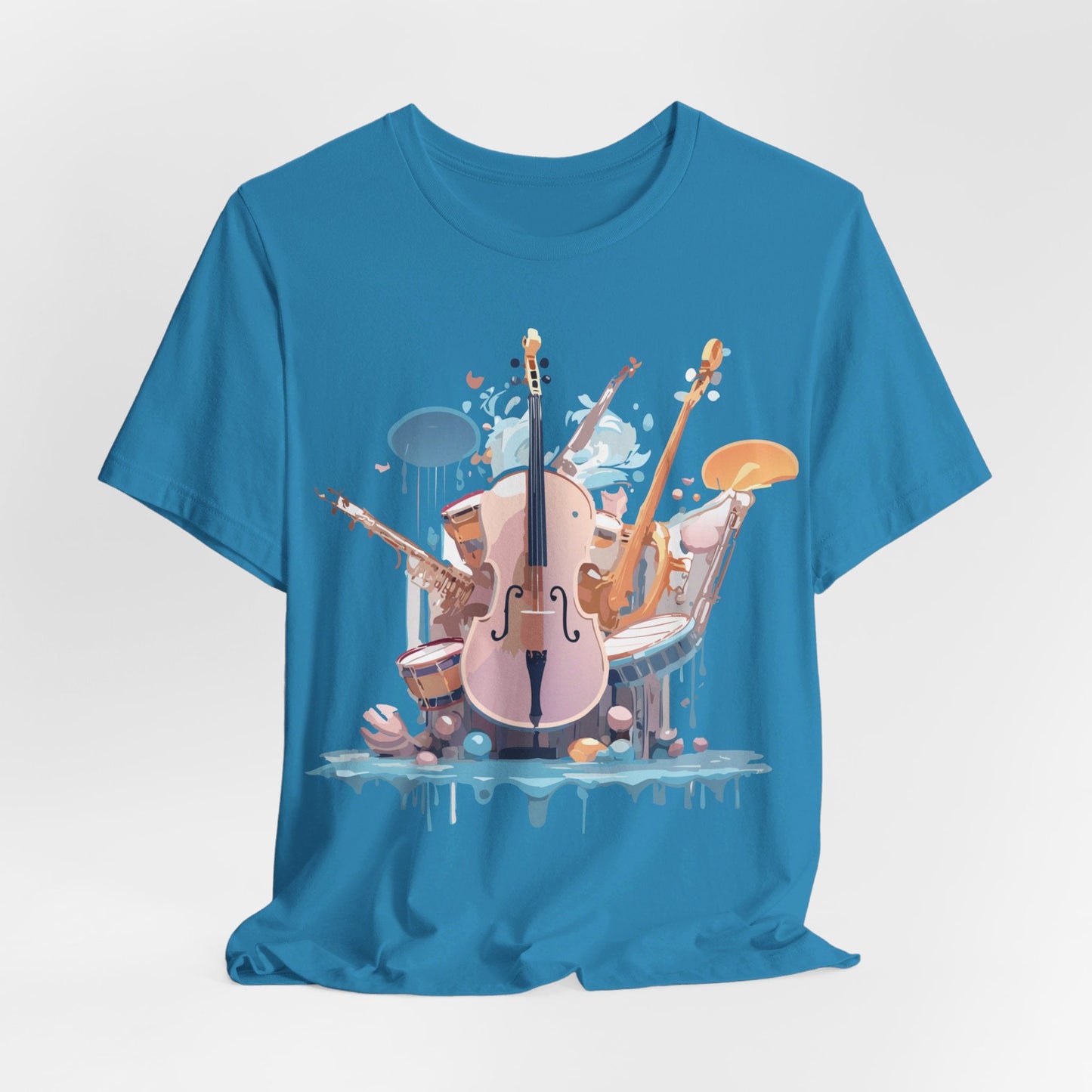 Music Graphic Unisex 100 Cotton Vintage Art with Musical Elements Tee 81