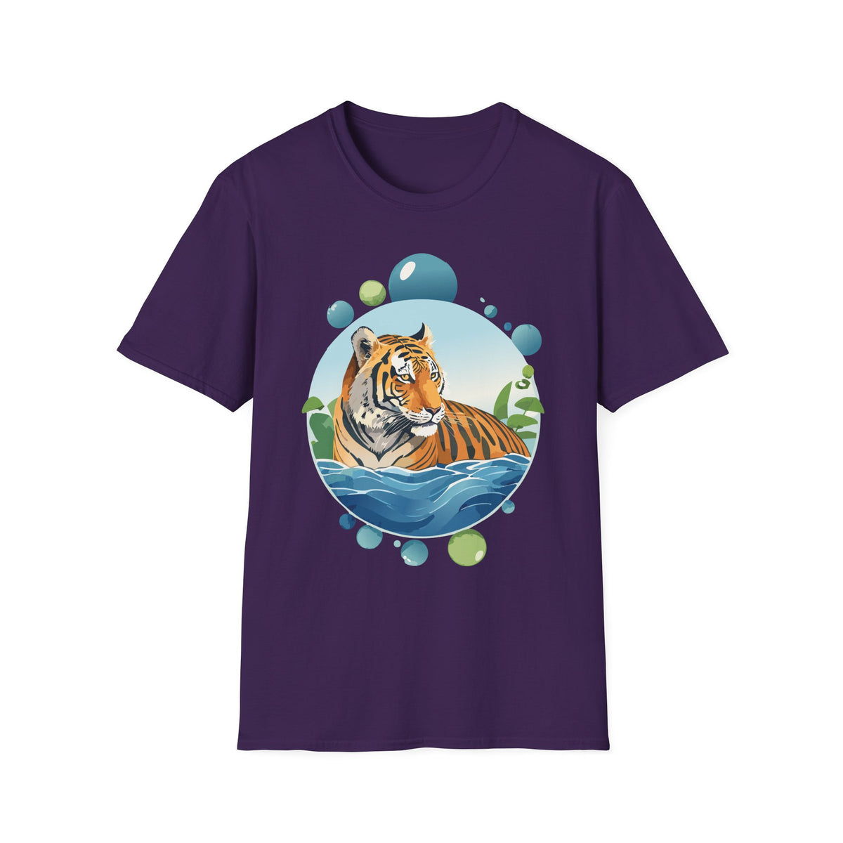 Tiger Portrait T-Shirt | Watercolor Jungle Circle Design