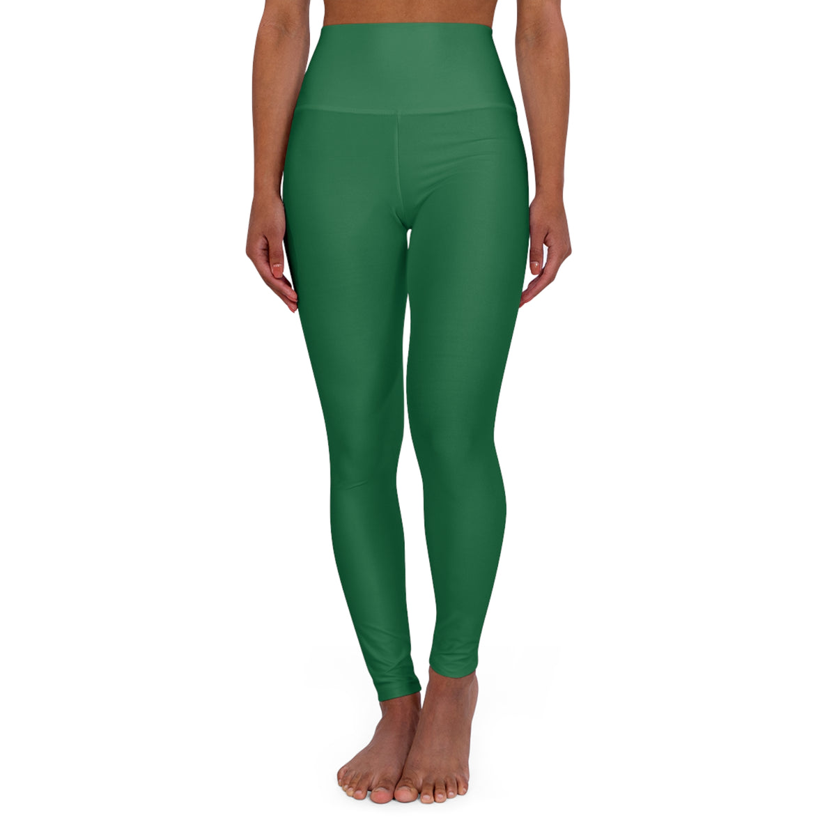 Turf Green Color High-Waist Yoga Leggings Women's Seamless Poly-Span Stretchy Pants XS-2XL