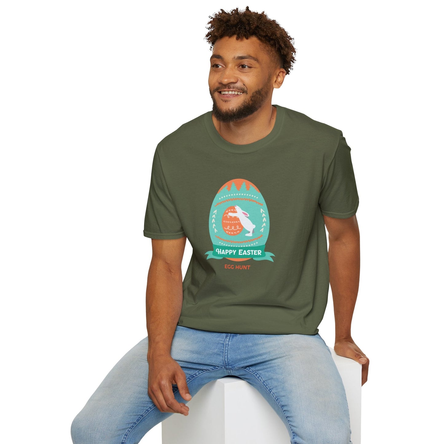 Easter Egg T Shirt Unisex Softstyle Tee With Easter Signature Design 100 Percent Ring Spun Cotton