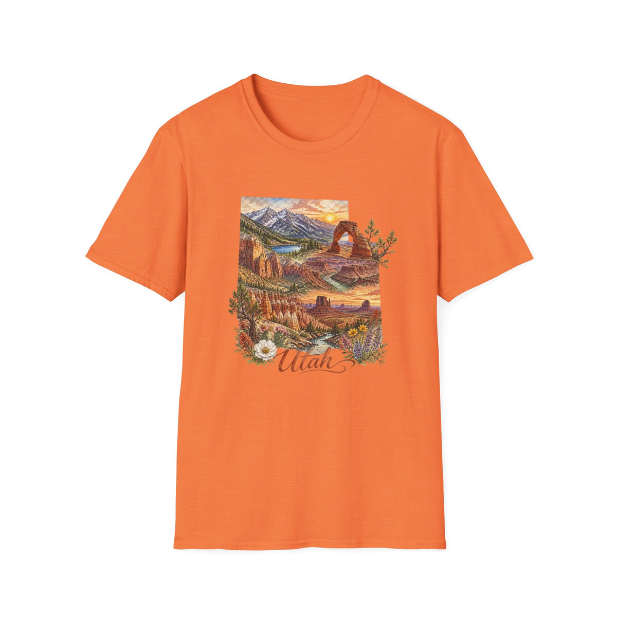 Utah Scenic T-Shirt — Vintage National Park Landscape Tee Travel Tourist Graphic Design Unisex 100 Cotton Gildan T-Shirt