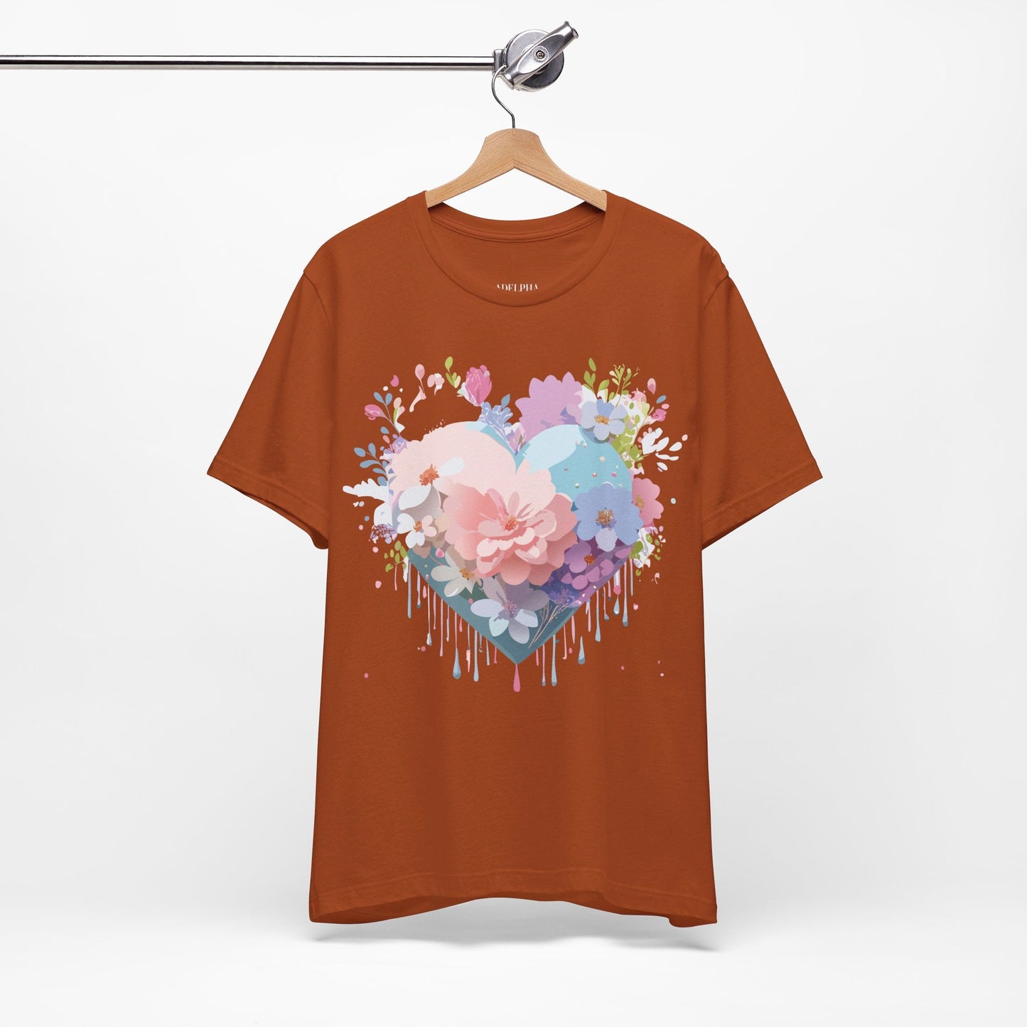 Valentine Day Graphic Unisex 100 Cotton Vintage Artwork with Love and Flower Design Tee 32