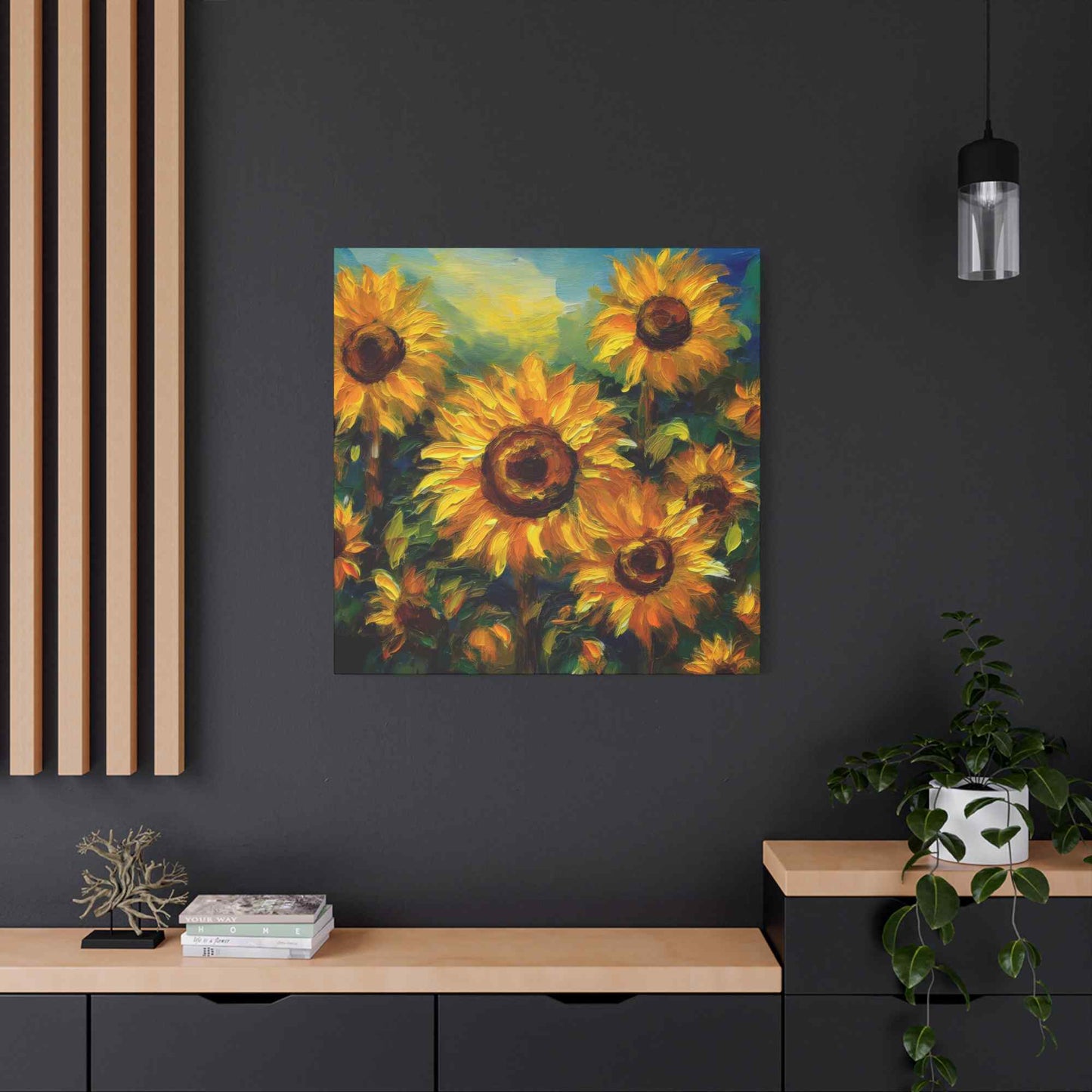 Sunflowers Print Canvas, Flowers Oil Paint Print 20x20, 24x24, 30x30, 32x32, 36x36, Floral Art Design Print Non-Frame MC-24