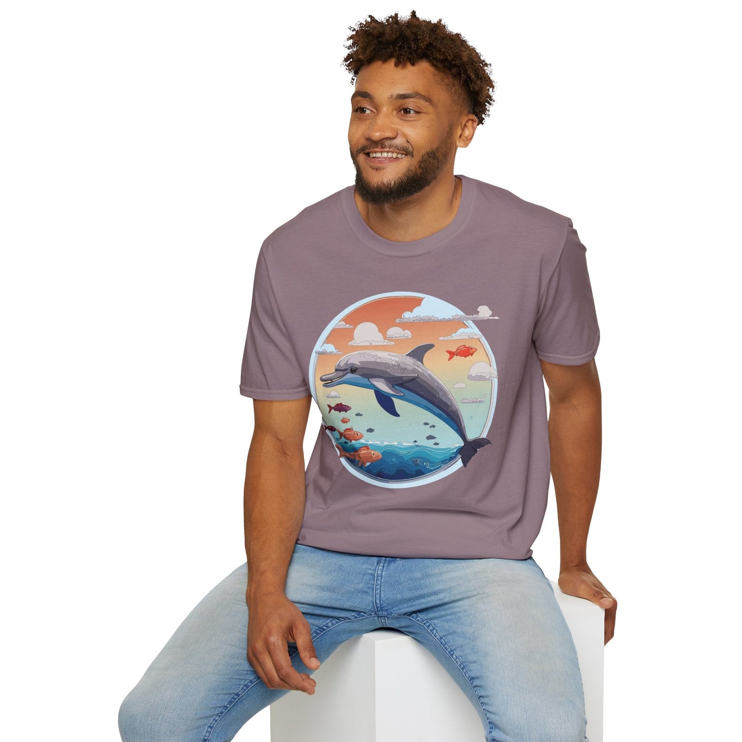 Dolphin Shirt Unisex Gildan Softstyle Cotton Tee For Men Women Dolphin Fish Animal Shirt