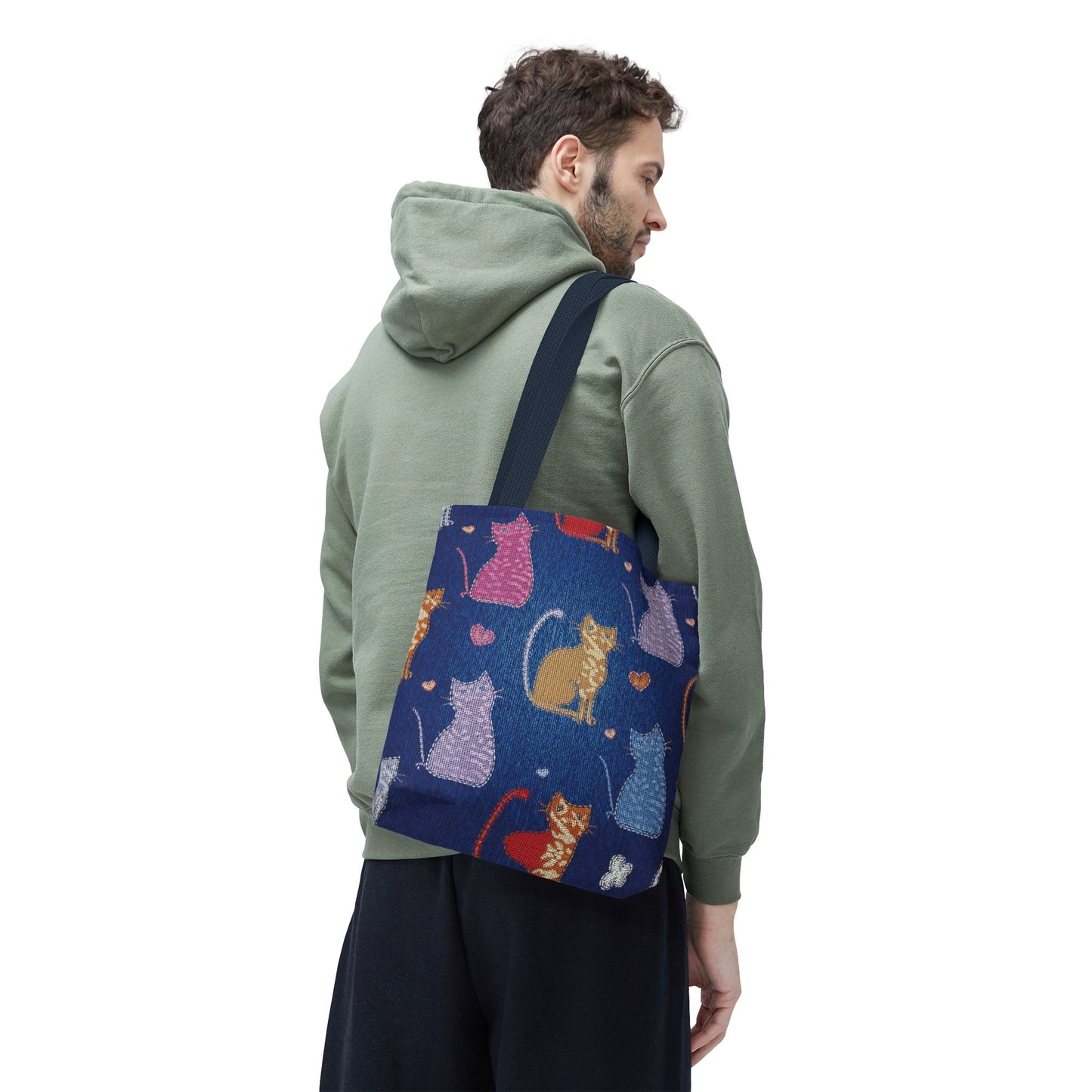 Love Day Graphic Design Denim Fabric Imitation Print Unisex Canvas Bag POLY 3 Sizes Tote Bag 201-20