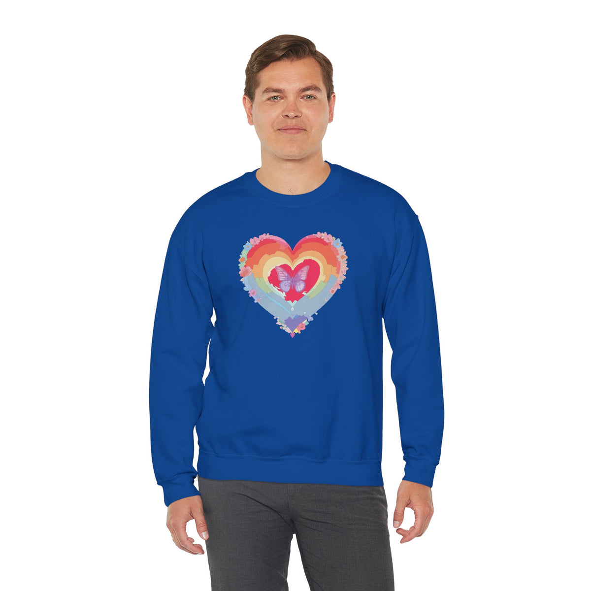 Rainbow Heart Sweatshirt, Floral Heart Sweatshirt, Floral Love Sweatshirt, Valentine's Day Sweatshirt, Rainbow Heart Floral Sweatshirt 116