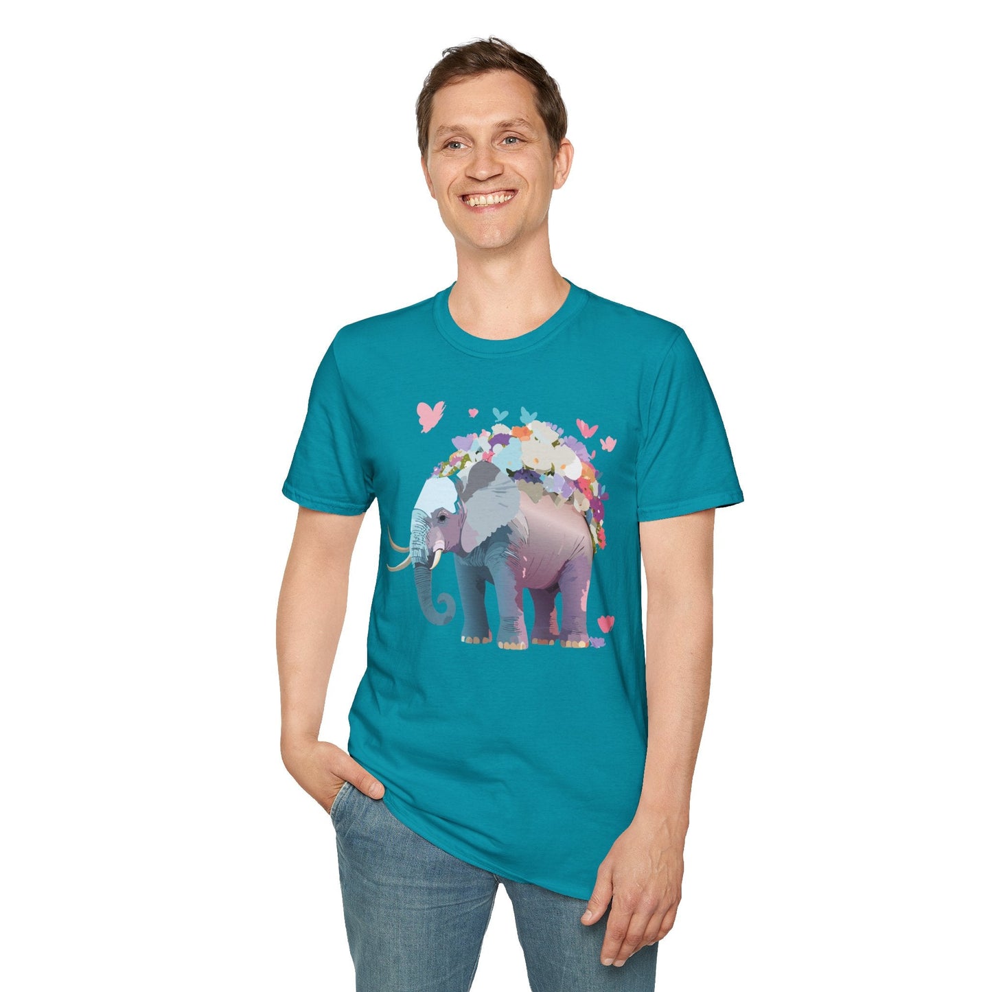 Elephant Graphic T Shirt Unisex Cotton Softstyle Tee Gildan 64000 Elephant Design For Animal Lovers