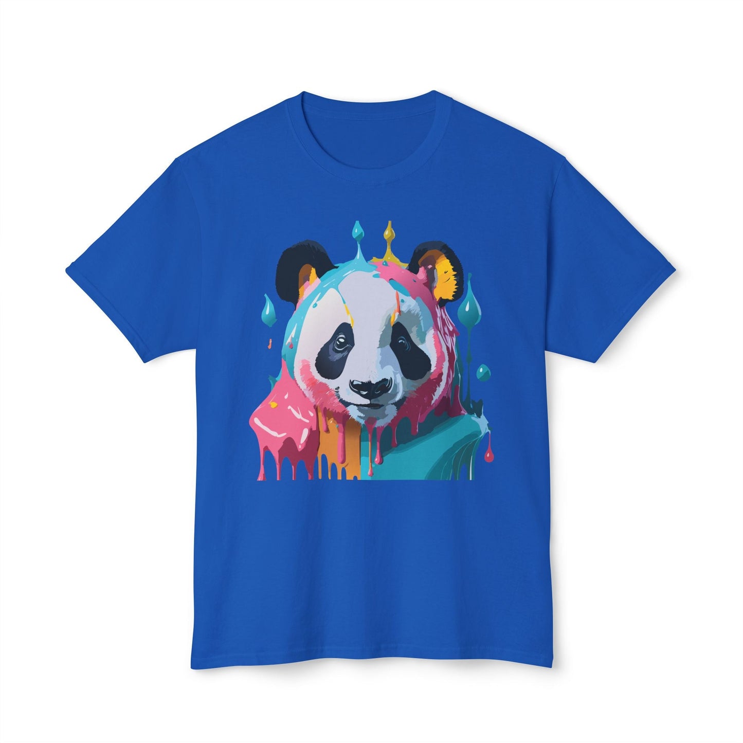 Unisex Panda Art T Shirt With Floral Design Print In HD Cotton 100 Percent USA Made