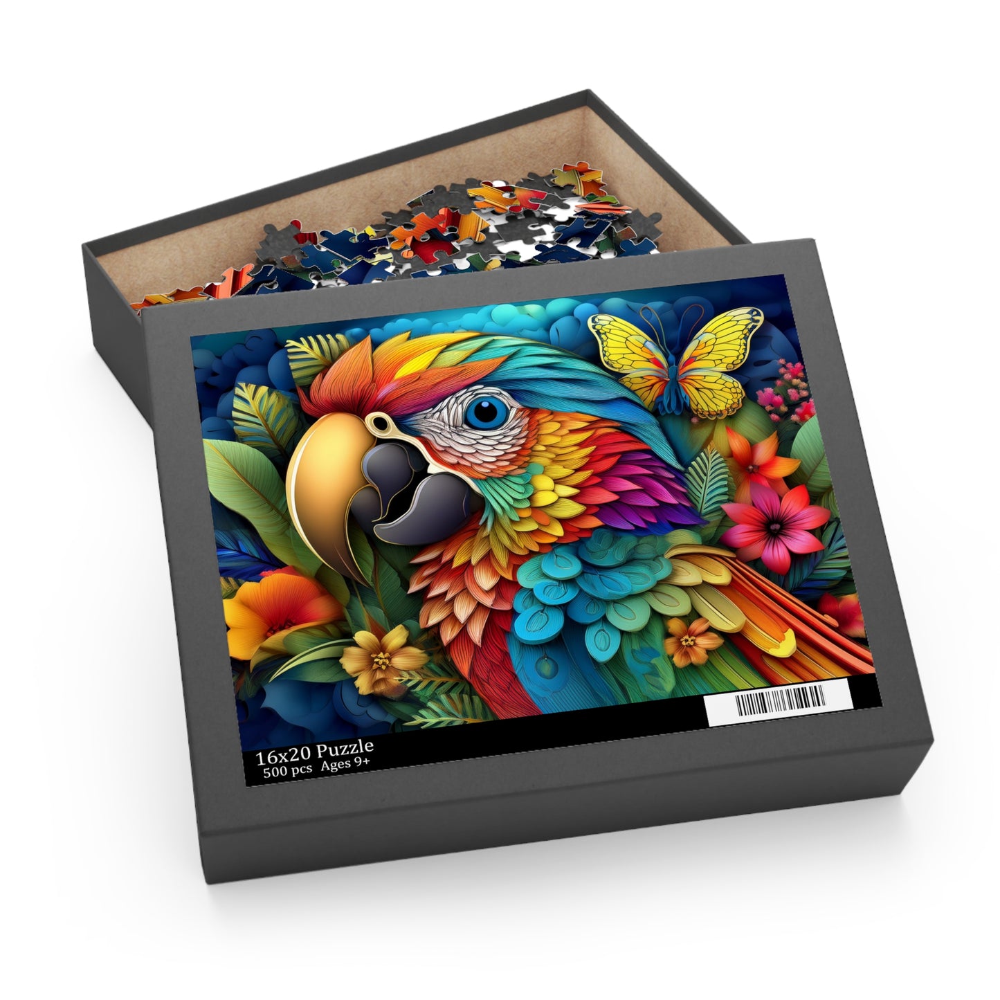 Puzzles-34 Kids Parrot Puzzle 500-Piece  Floral Parrot Puzzle 500-Piece, Birds Kids Puzzles Size: 16" x 20",  Ages 9+