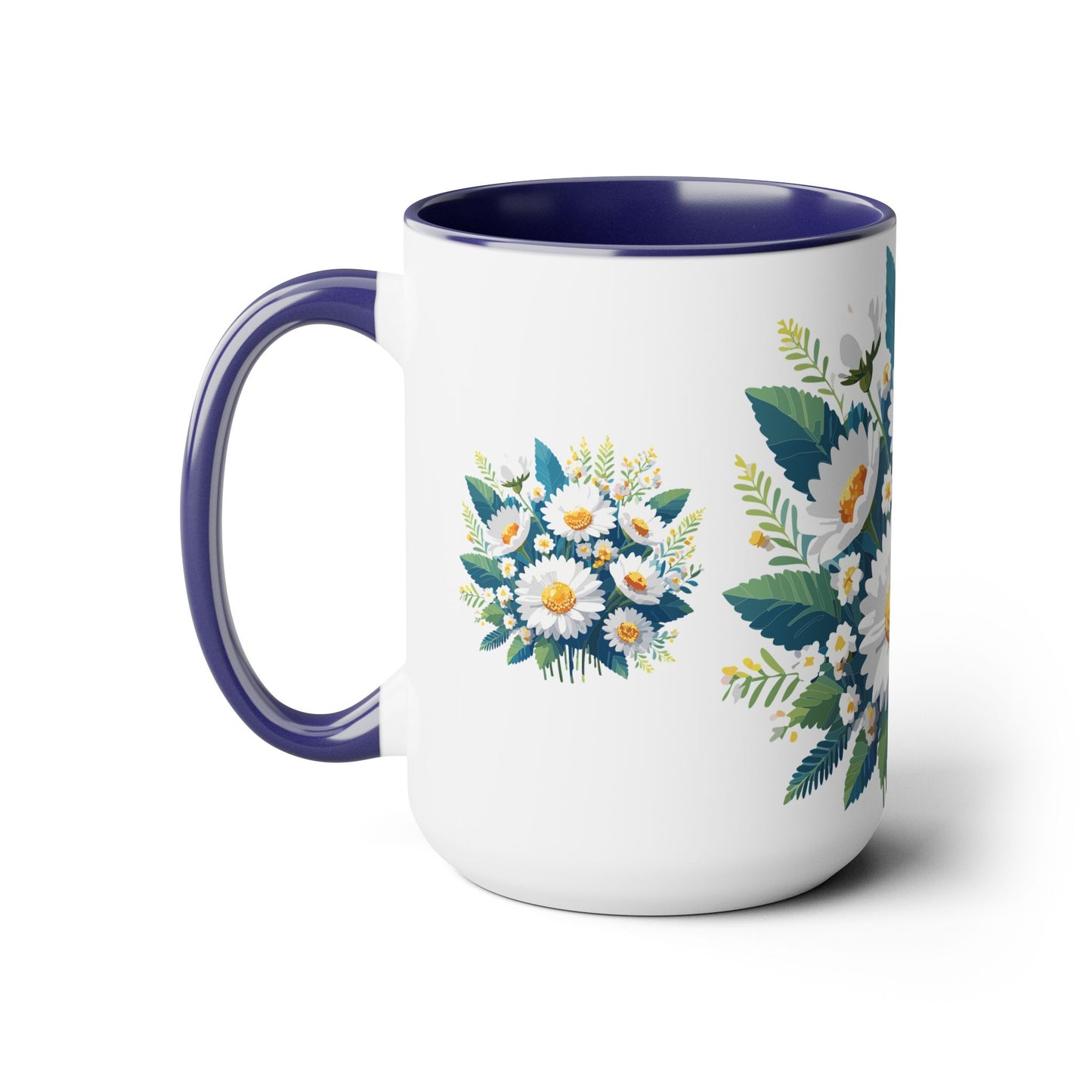 Two-Tone Coffee Mug with flowers