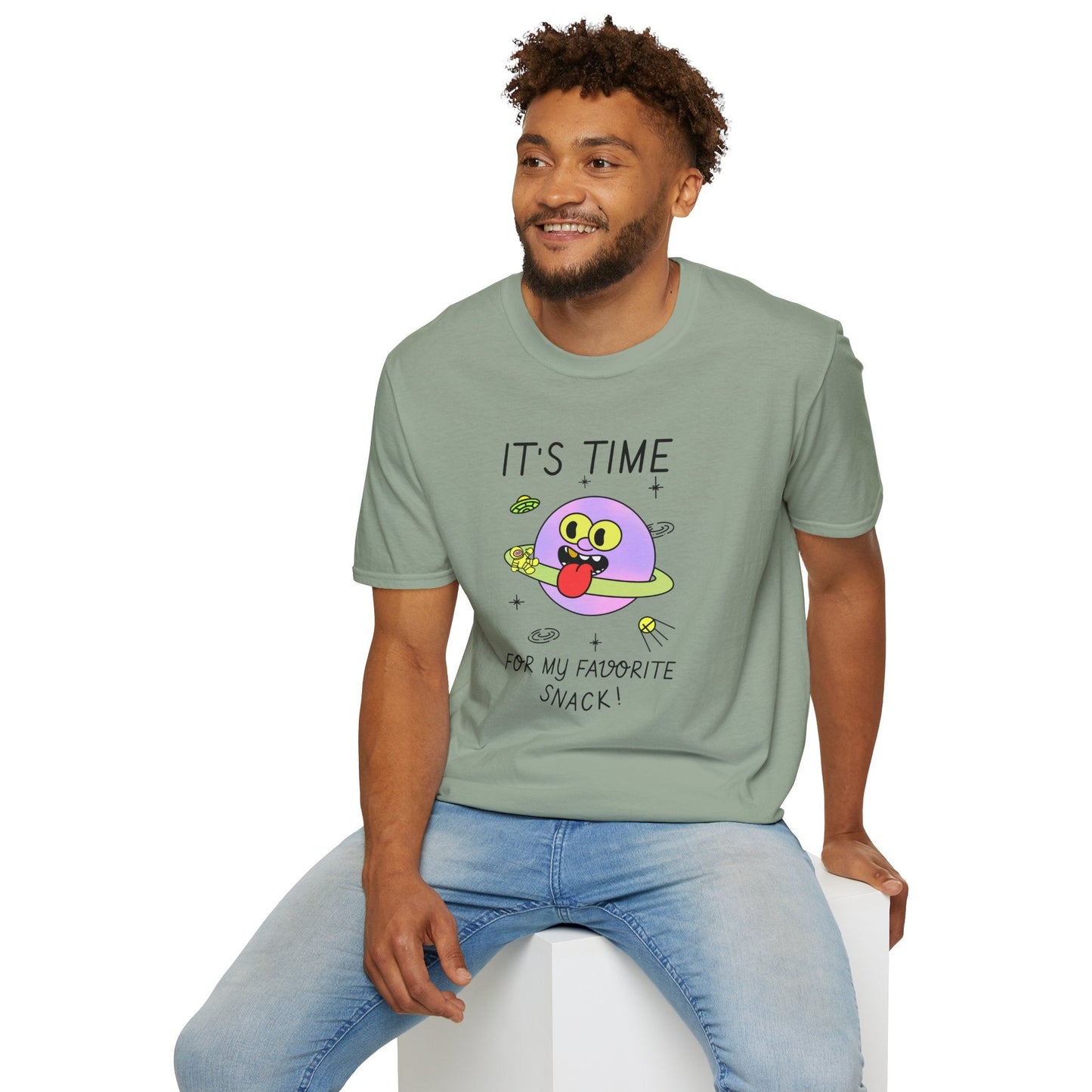 Snack Time Alien TShirt Time For My Favorite Snack Unisex Cotton Cute Space Graphic Tee