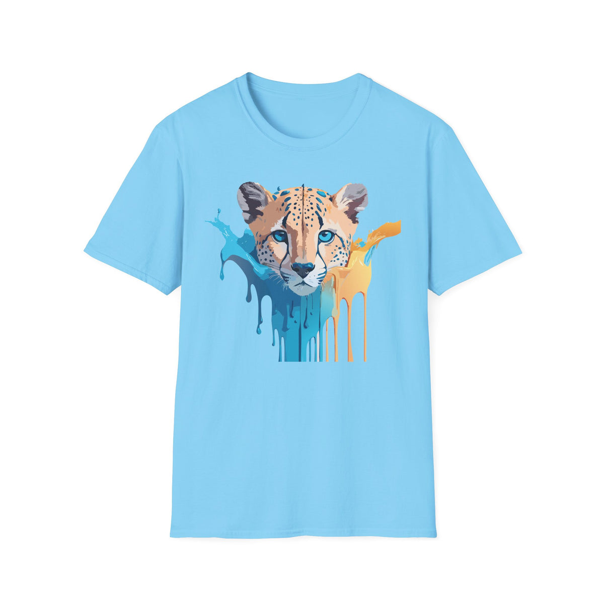 Color Splash Cheetah T-Shirt | Animal Face Art Tee