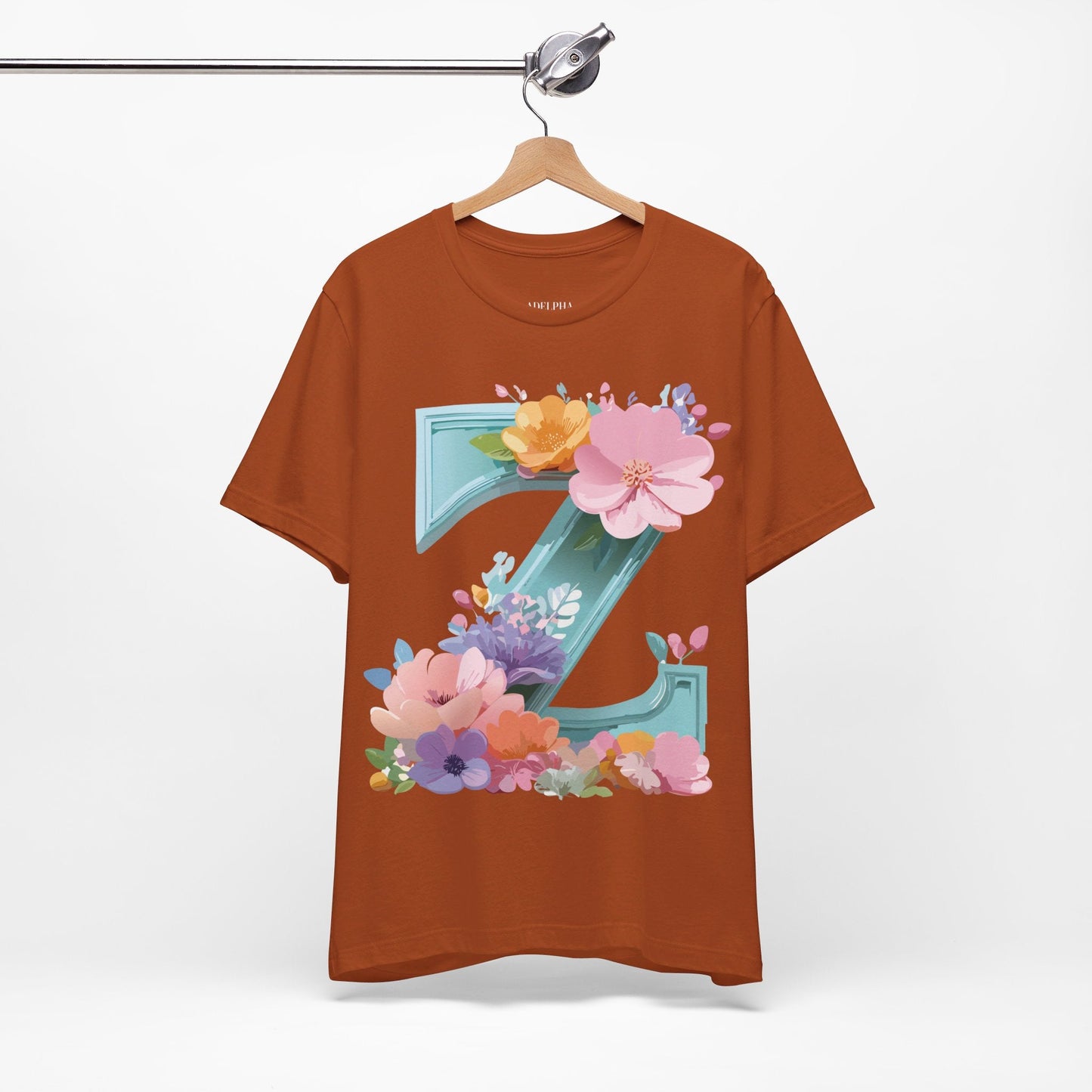 Letter Z Shirt Graphic Tee Unisex Jersey Short Sleeve By Adelpha Vintage Inspired Artwork
