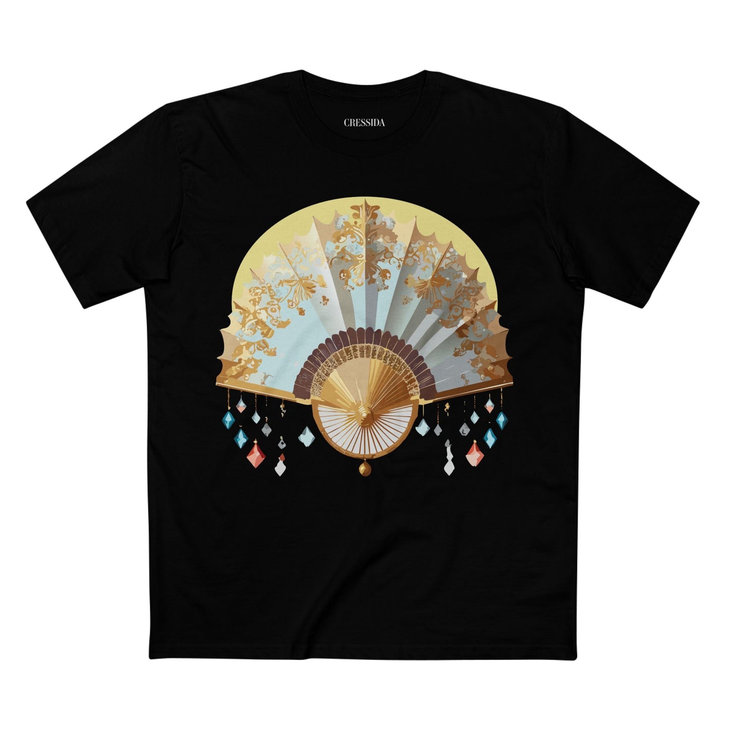 Antique Fan Graphic Design T-Shirt Unisex 100 Cotton Floral Carnival Artwork Tee 25