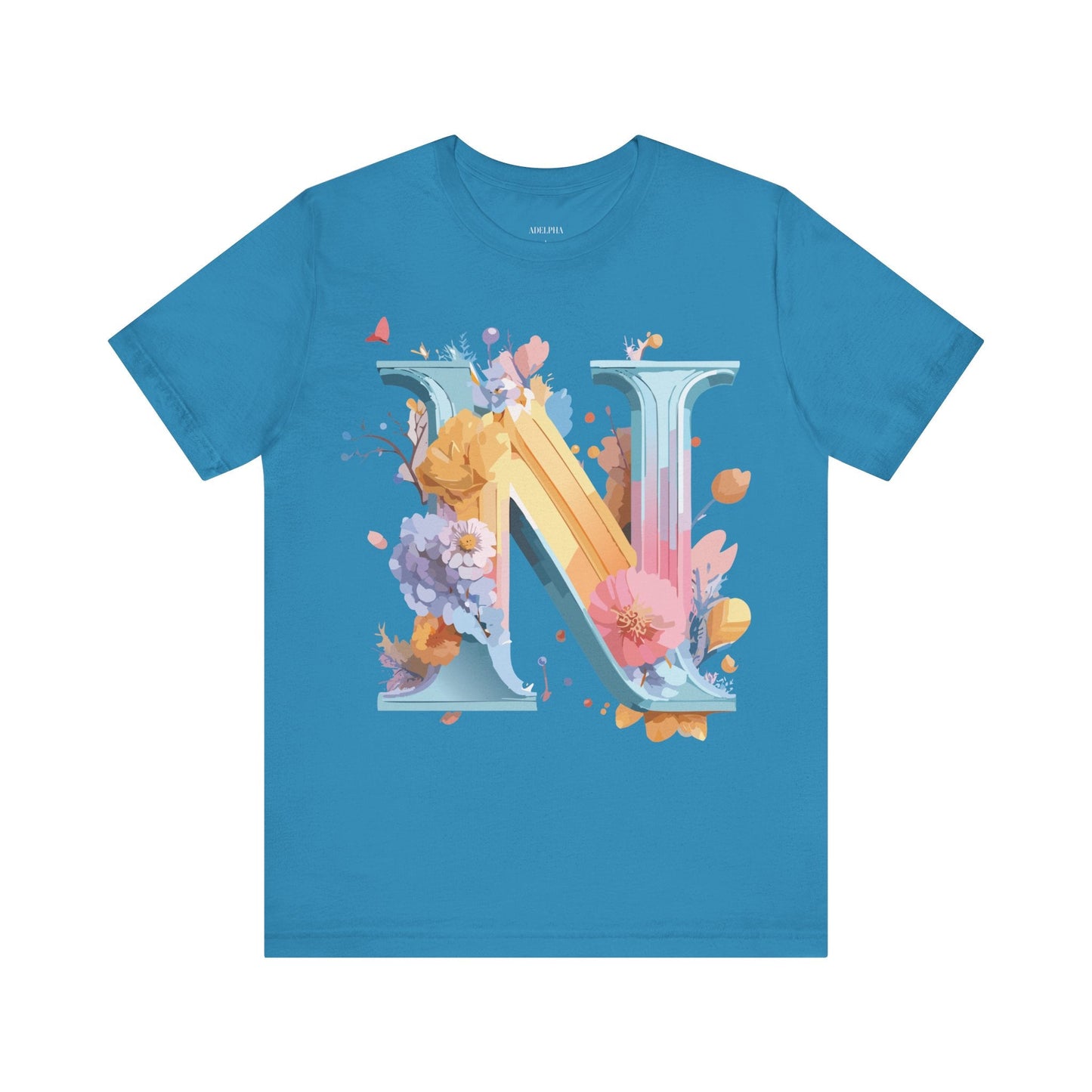Letter N Shirt Unisex Graphic Tee With Vintage Inspired Artwork By Adelpha Premium Jersey
