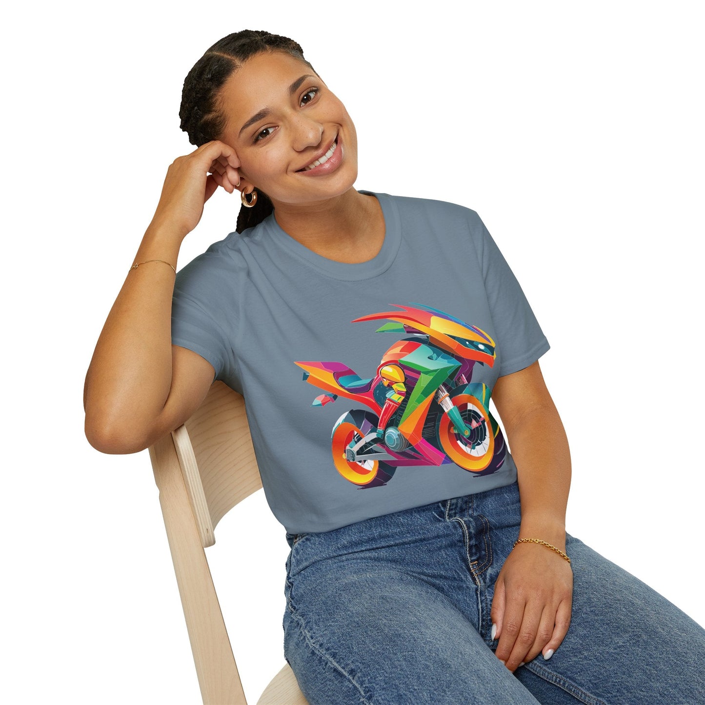 Unisex Bike T Shirt With Motorcycle Artwork Premium Cotton MTB Tee Softstyle 64000